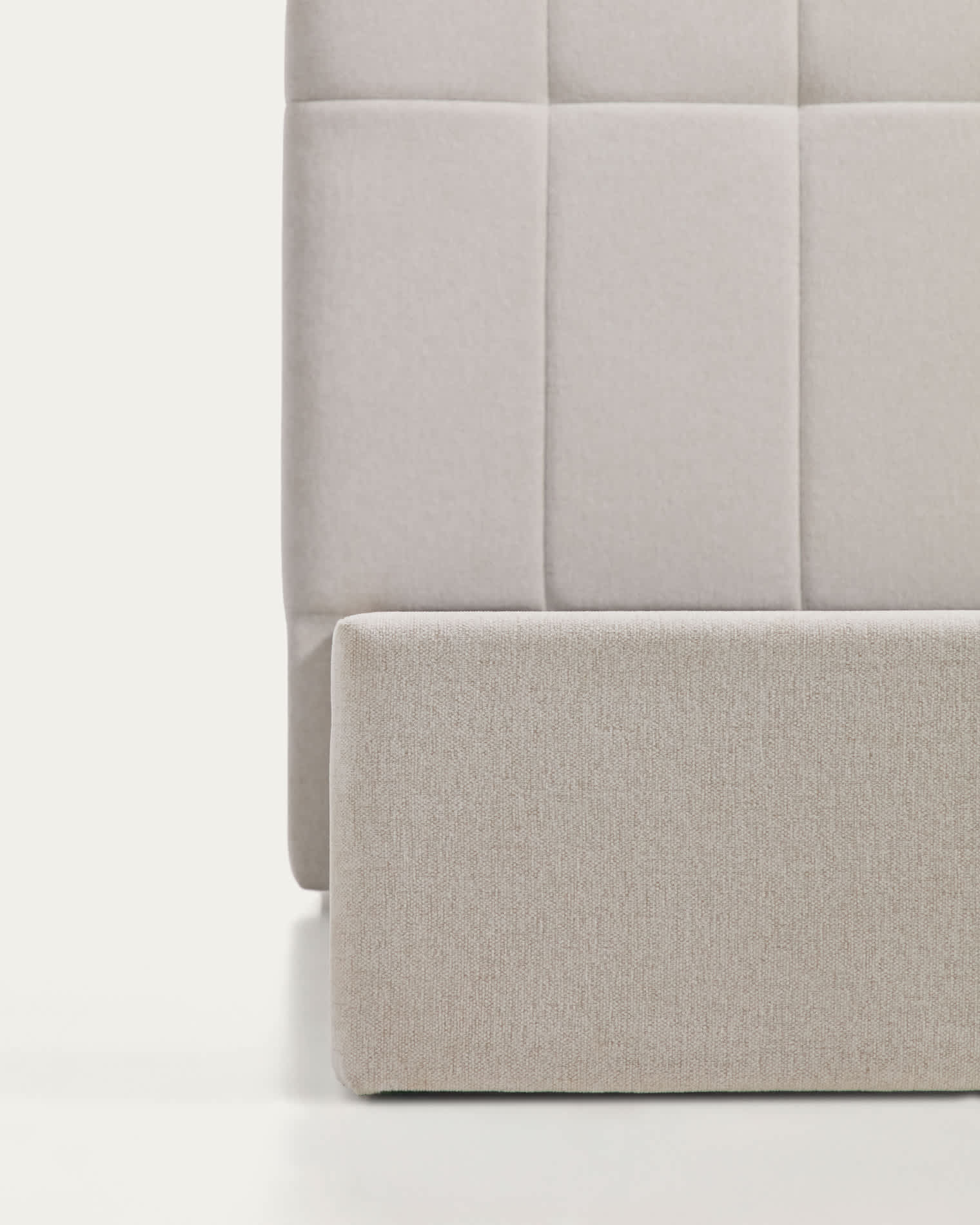 Darnela ecru chenille bed with folding storage base for 90 x 200cm mattress