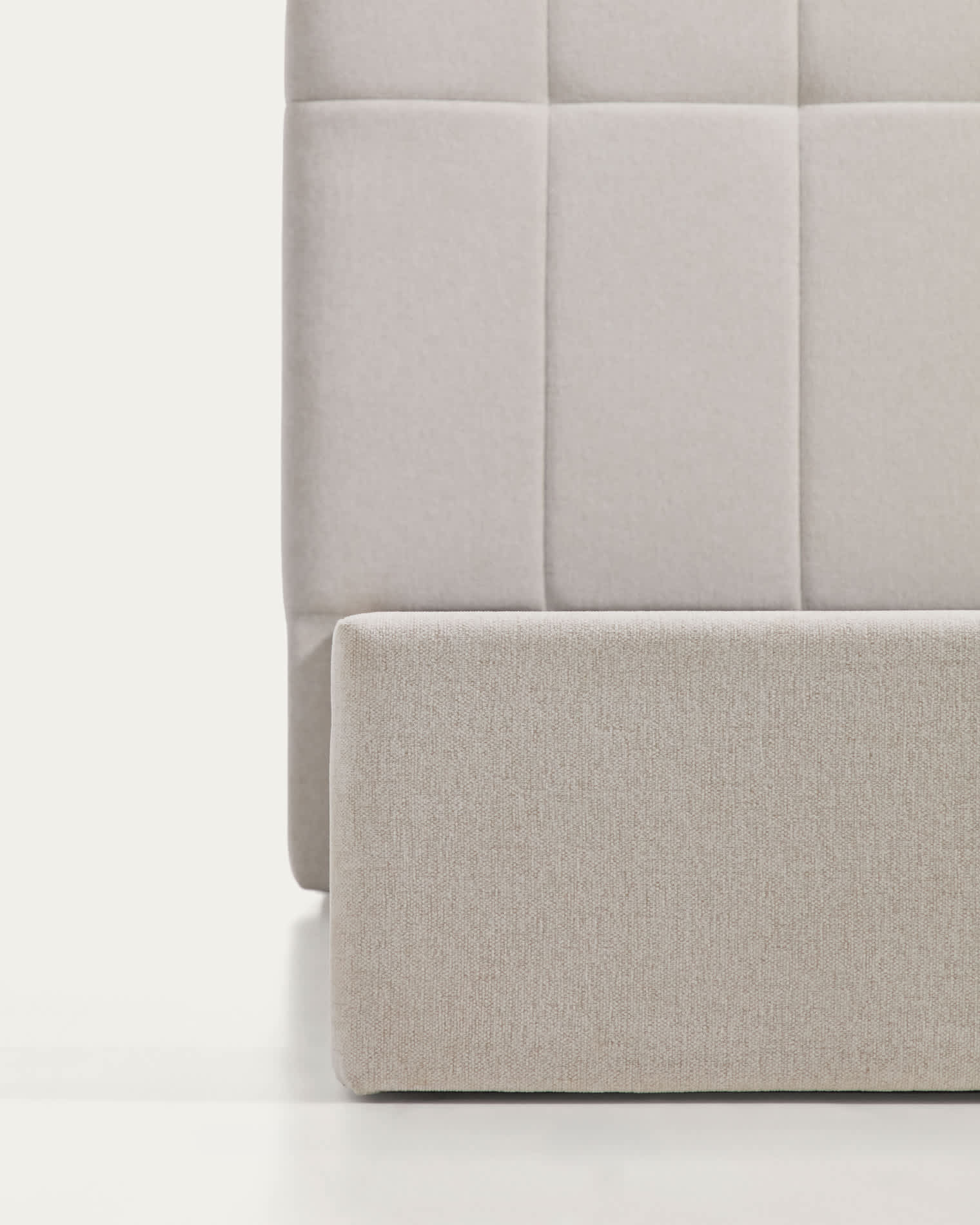 Darnela ecru chenille bed with folding storage base for 180 x 200cm mattress