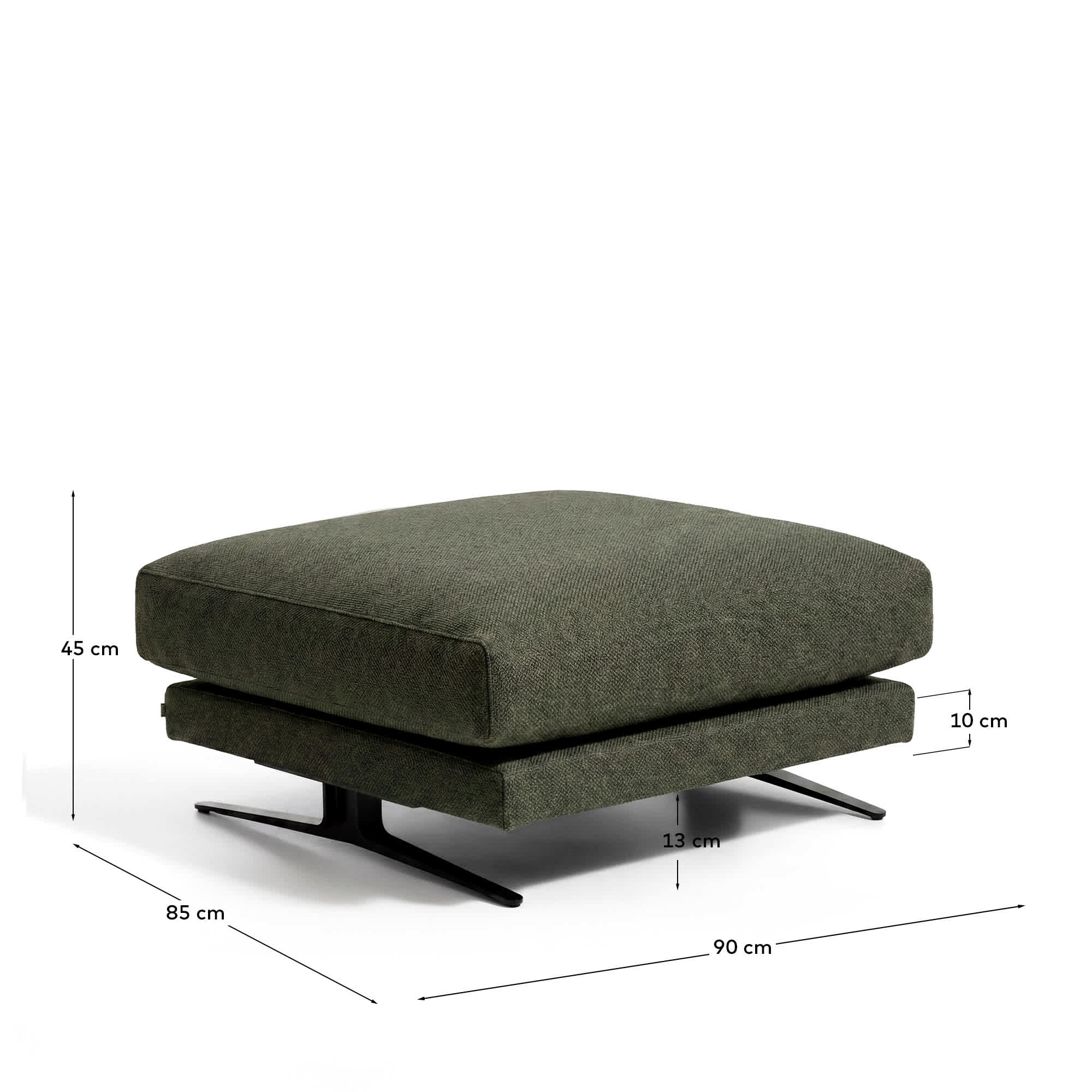 Veliro fire-retardant footrest in dark green with steel legs with black finish 85 x 90 cm FSC Mix Credit