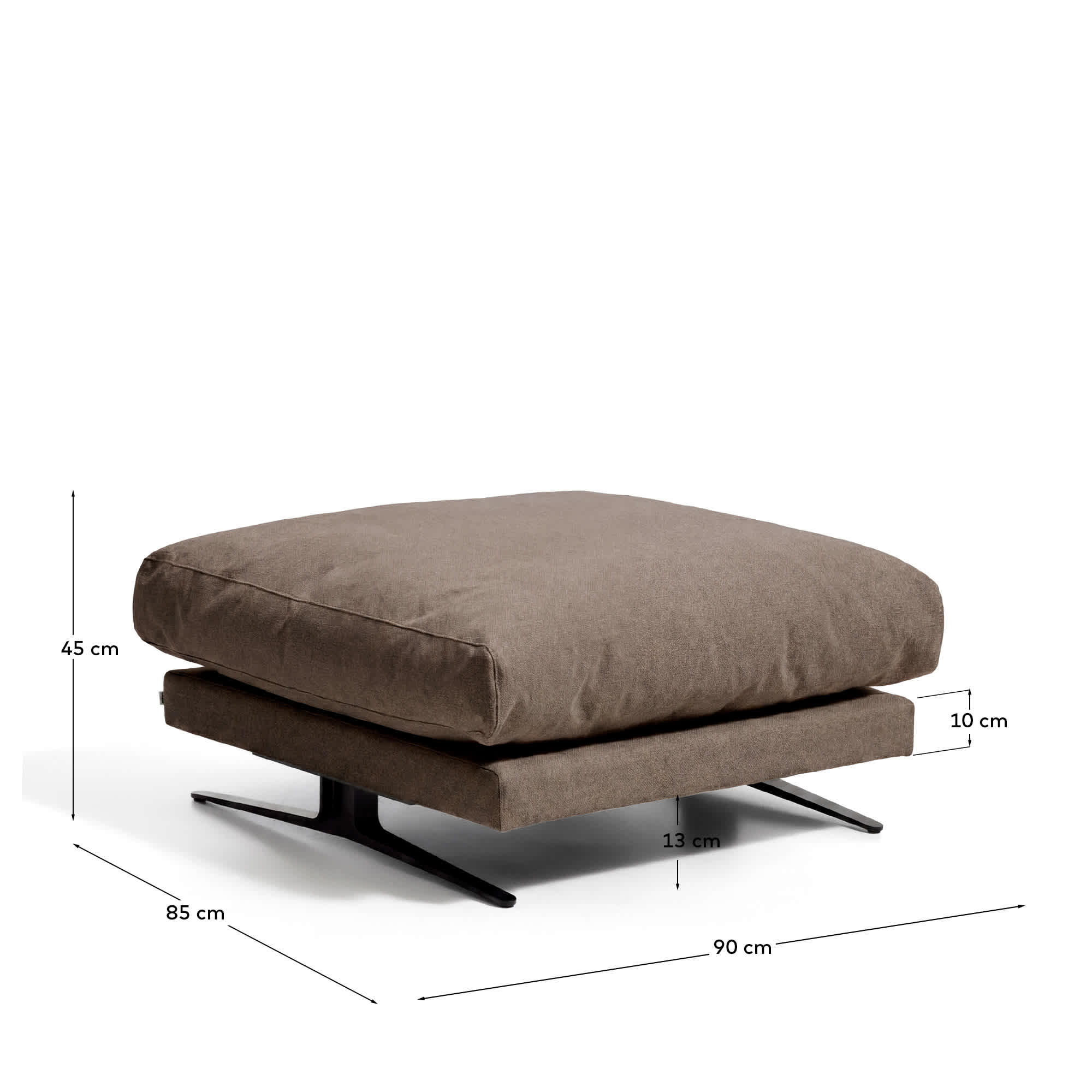Veliro fire-retardant footrest in toasted brown with steel legs with black finish 85 x 90 cm FSC Mix Credit