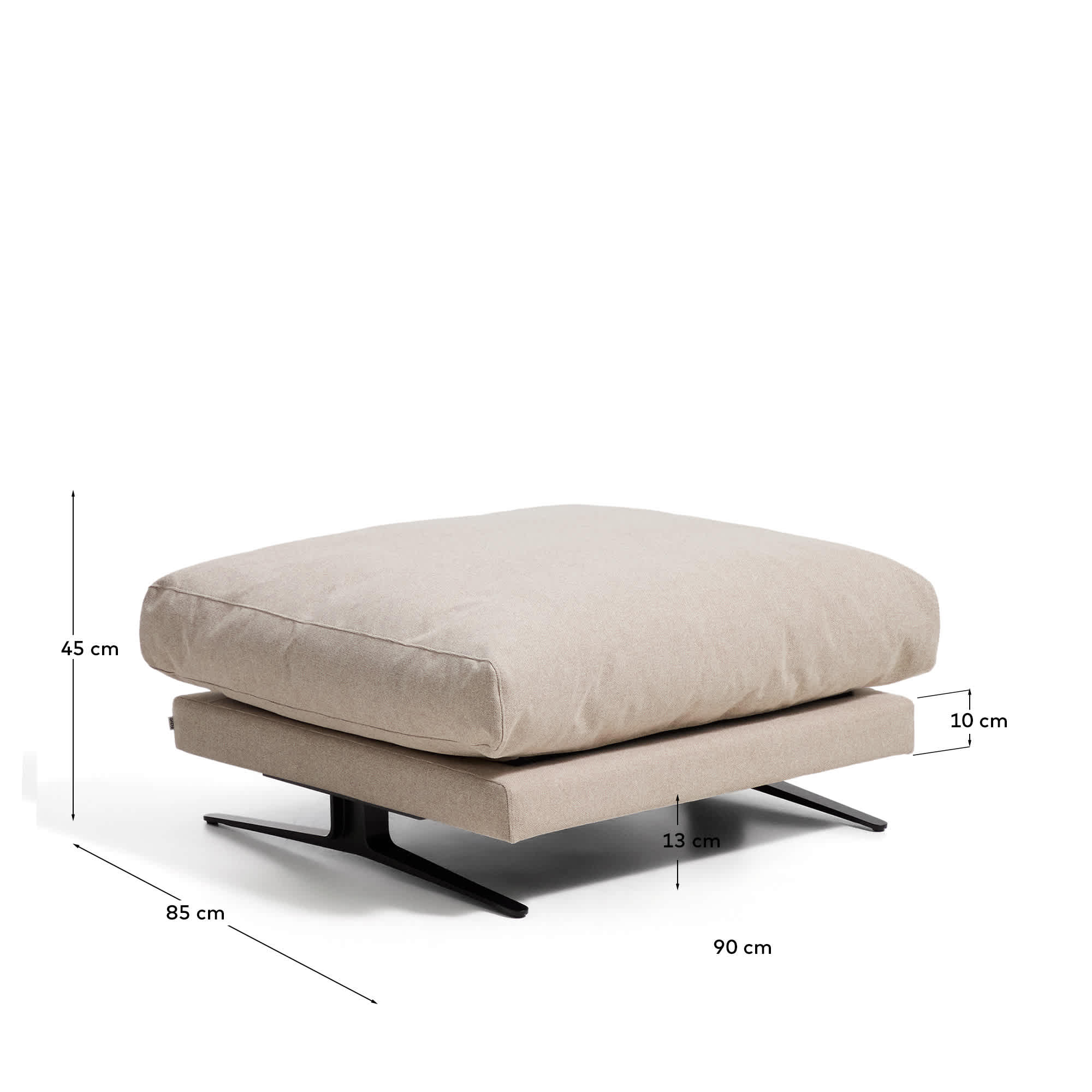 Veliro fire-retardant footrest in beige with steel legs with black finish 85 x 90 cm FSC Mix Credit