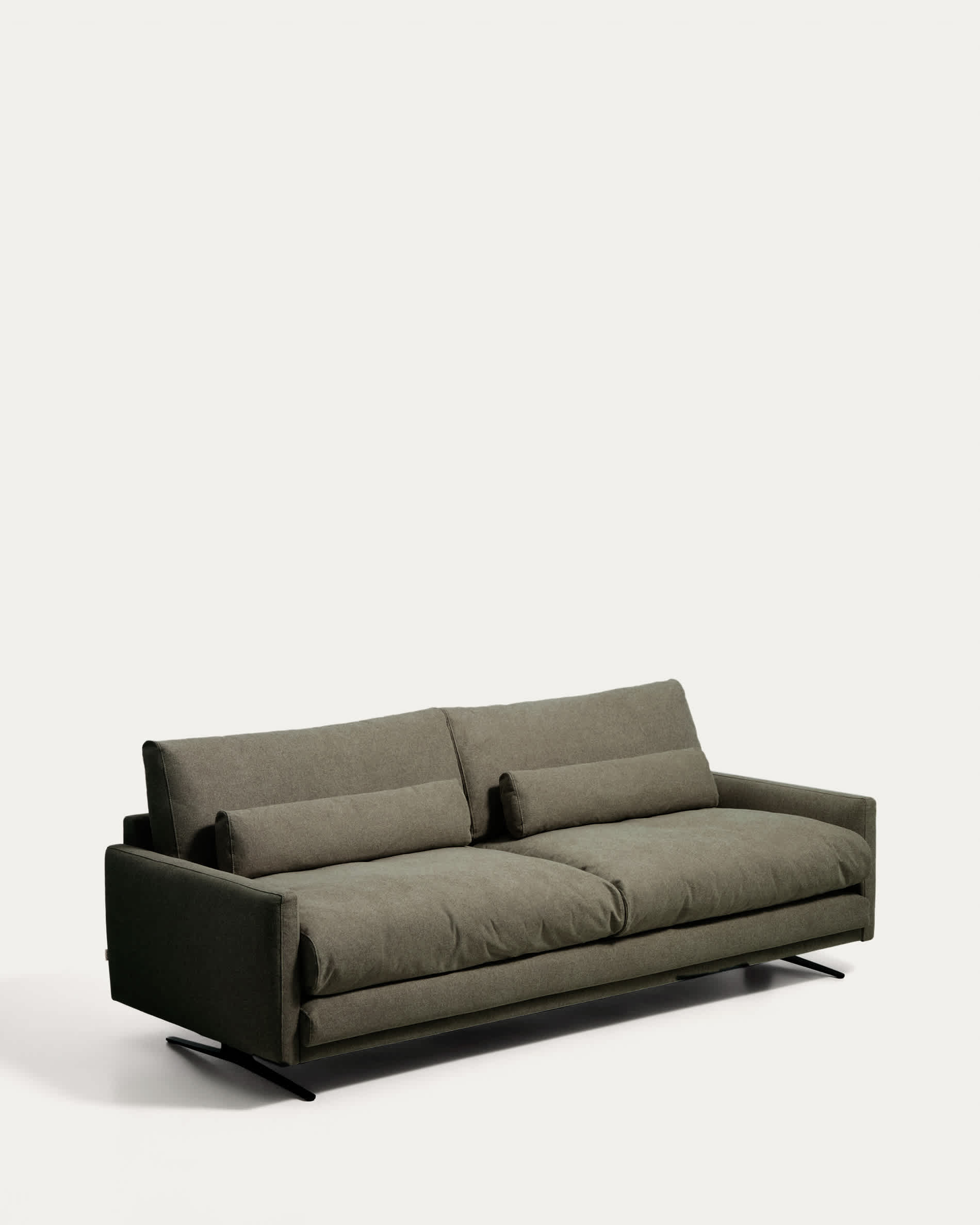 Veliro fire-retardant 3-seater sofa in dark green with steel legs with black finish 240 cm FSC Mix Credit