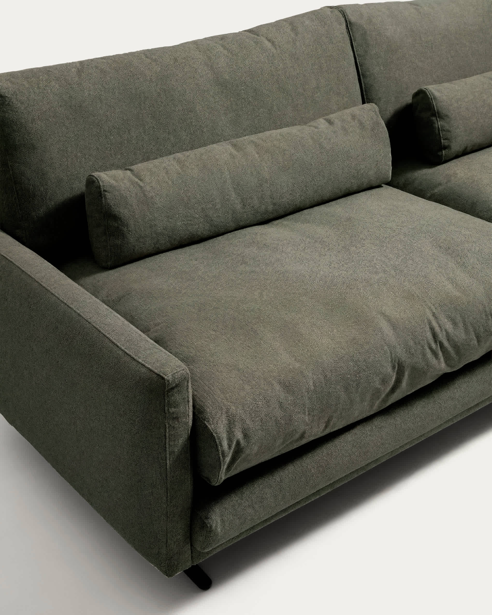 Veliro fire-retardant 3-seater sofa in dark green with steel legs with black finish 240 cm FSC Mix Credit
