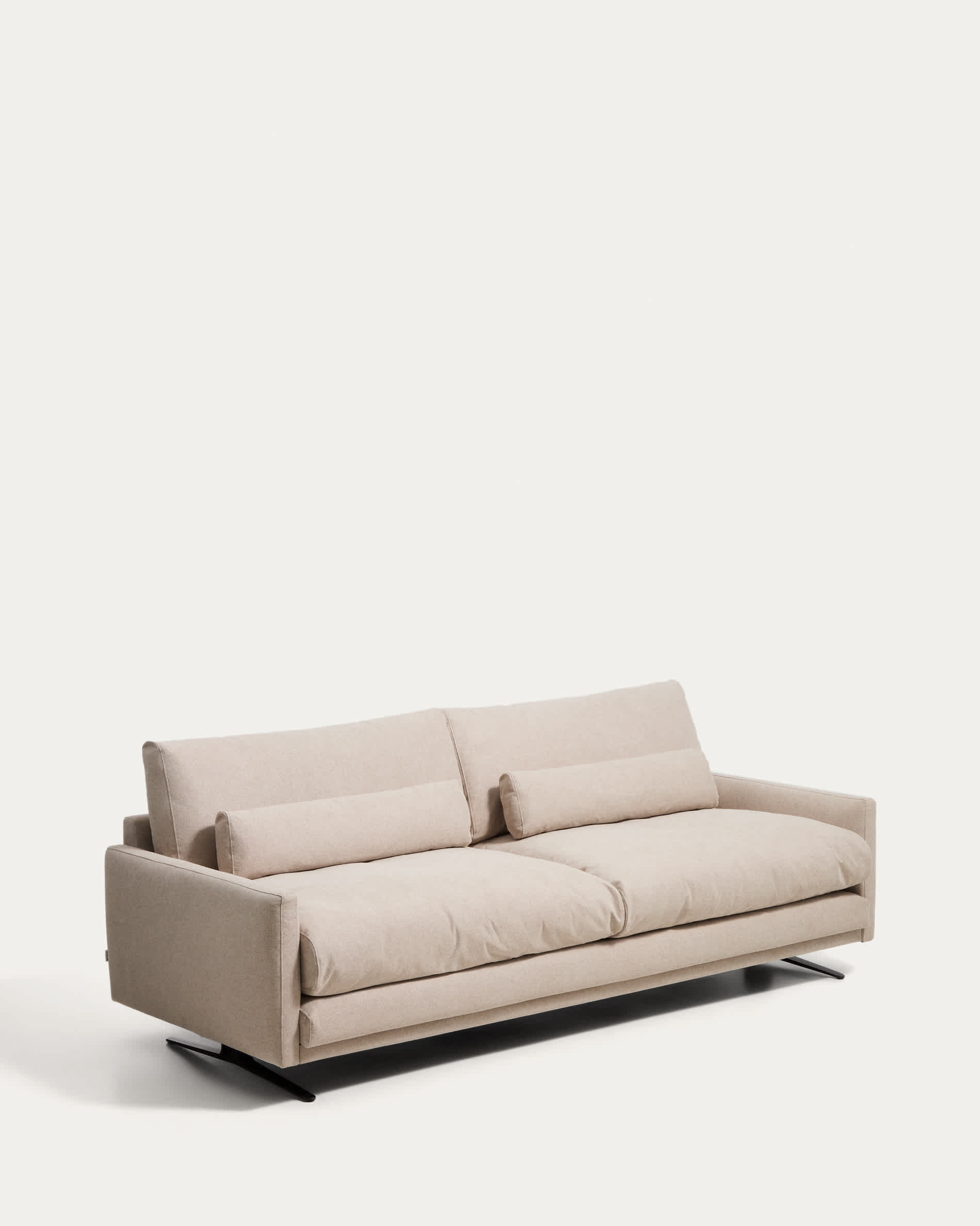 Veliro fire-retardant 3-seater sofa in beige with steel legs with black finish 240 cm FSC Mix Credit