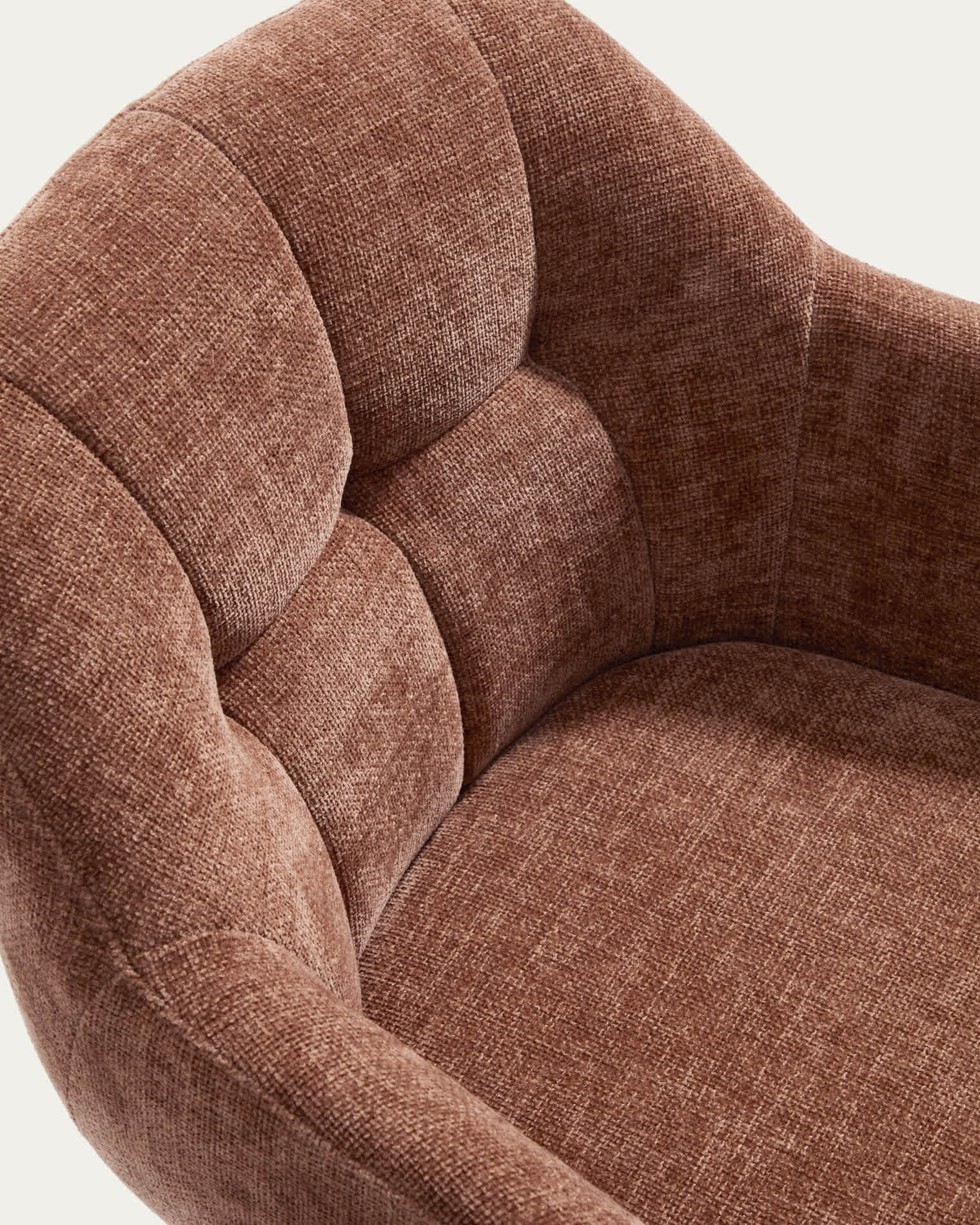Dorina swivel chair in caramel chenille and steel legs in a caramel finish