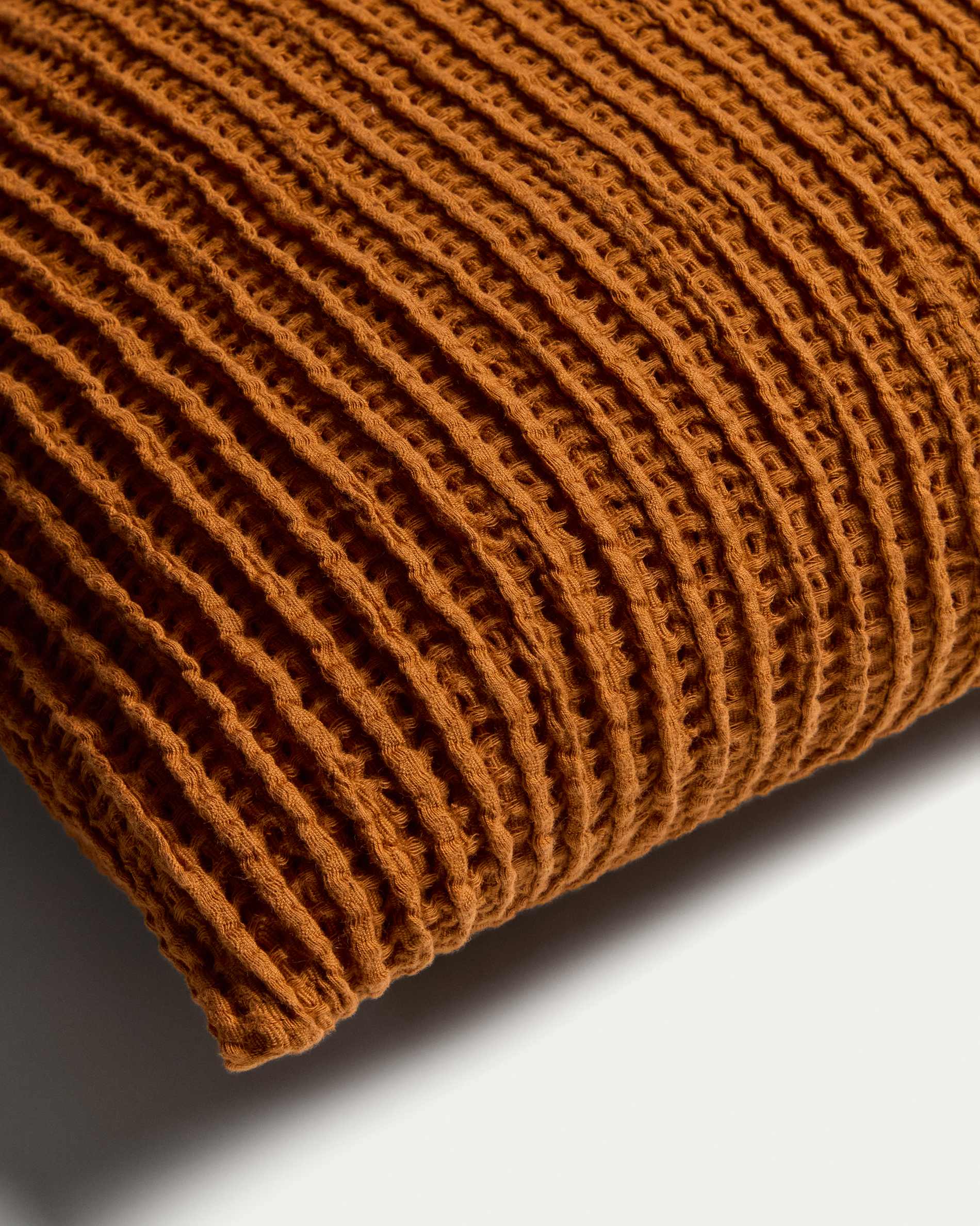 Solly orange 100%-cotton waffle cushion cover 50 x 50 cm