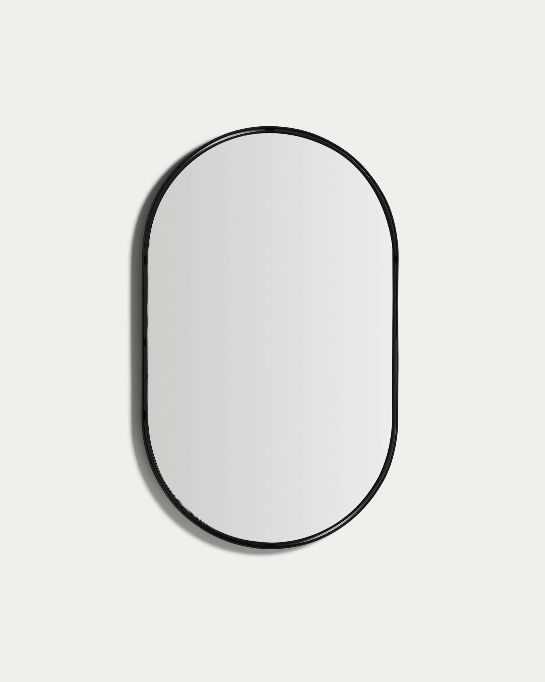 Noral oval black metal mirror Ø50.5 x 90cm
