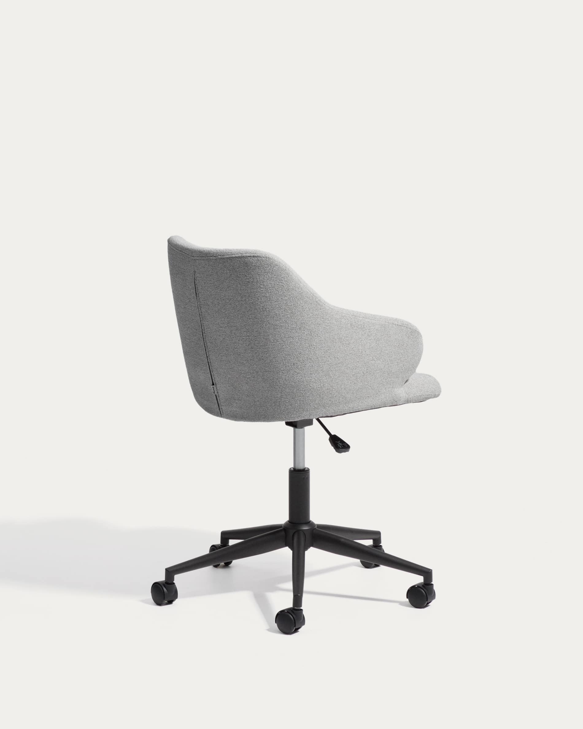 Einara grey chenille desk chair with black steel legs