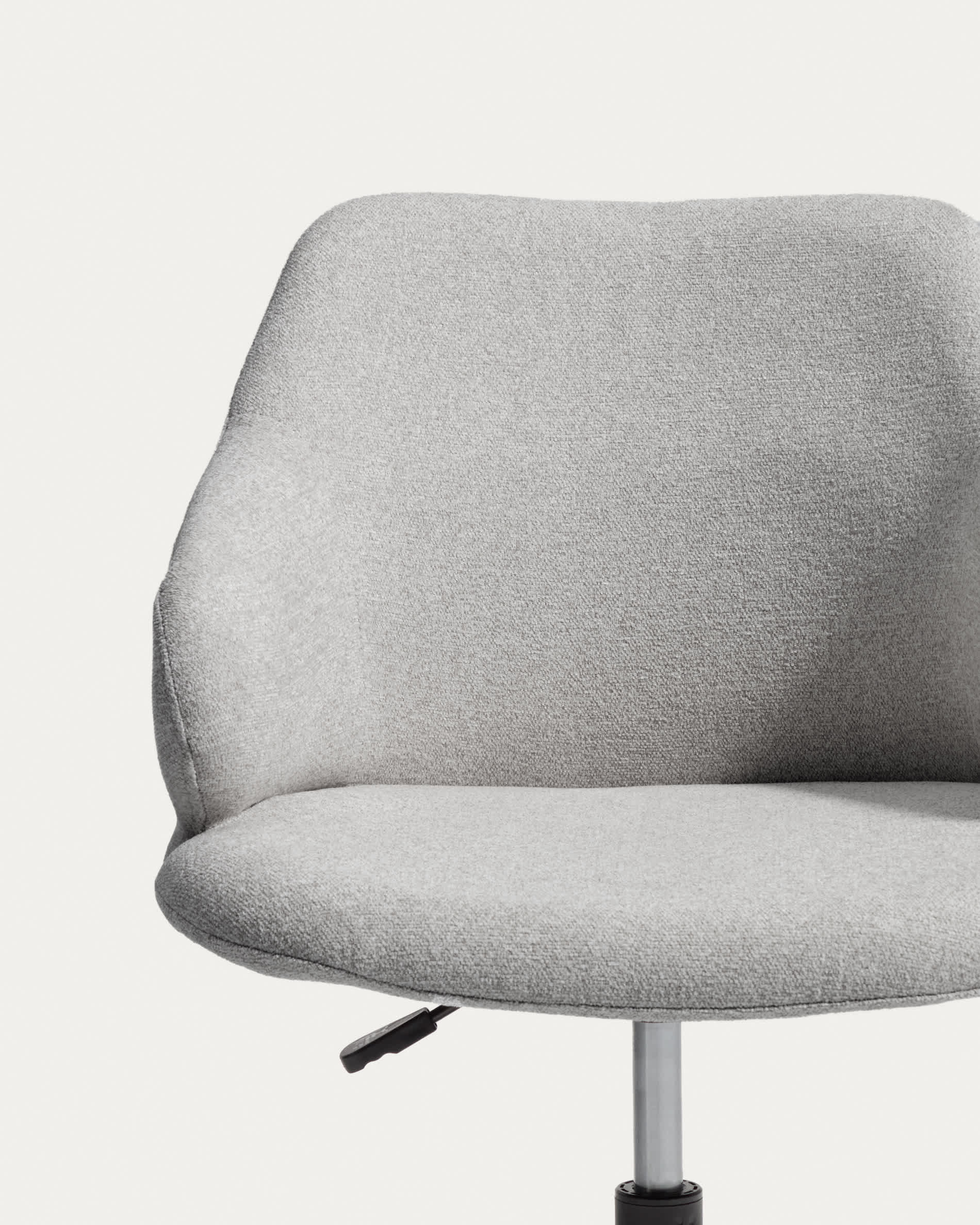 Einara grey chenille desk chair with black steel legs