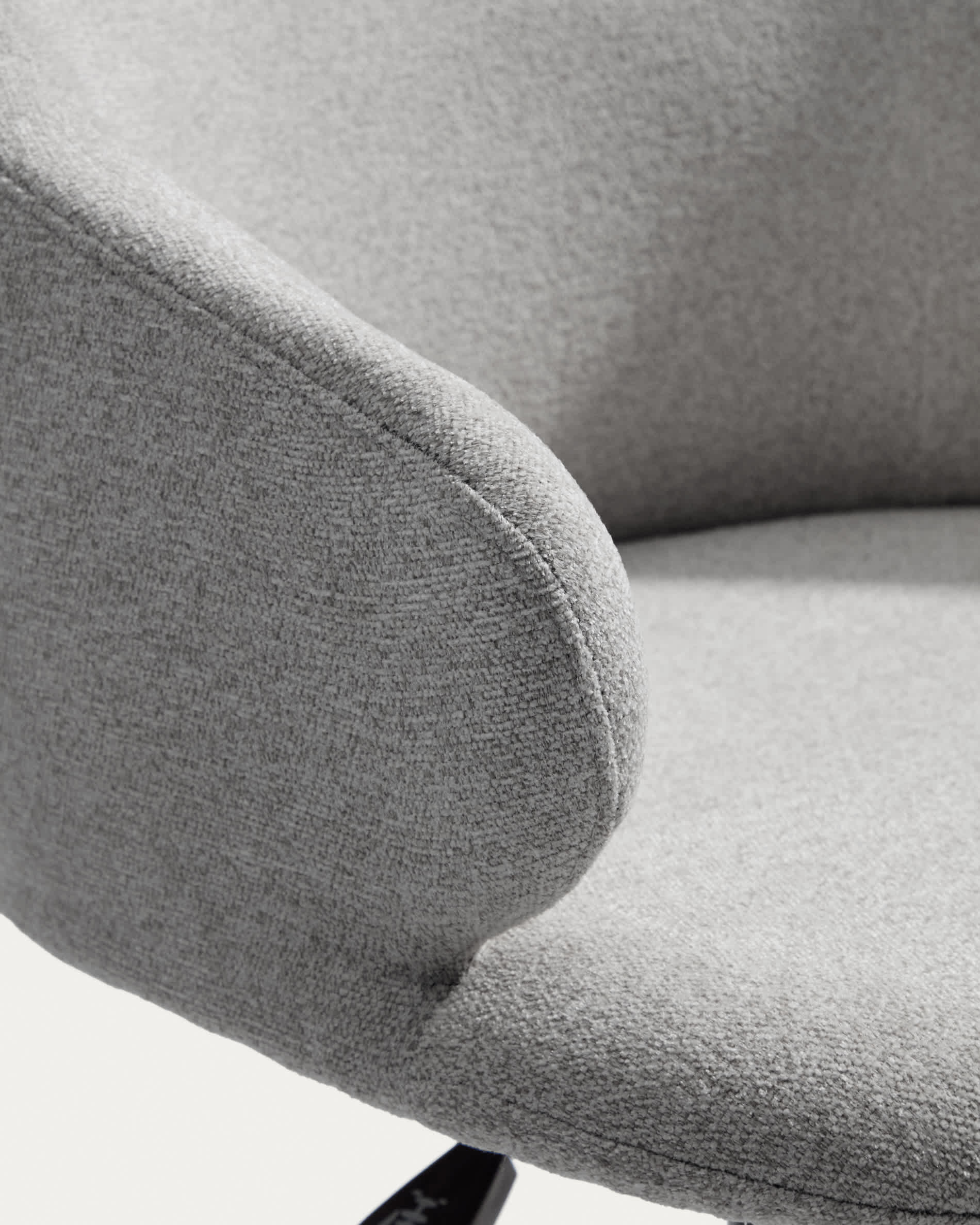 Einara grey chenille desk chair with black steel legs