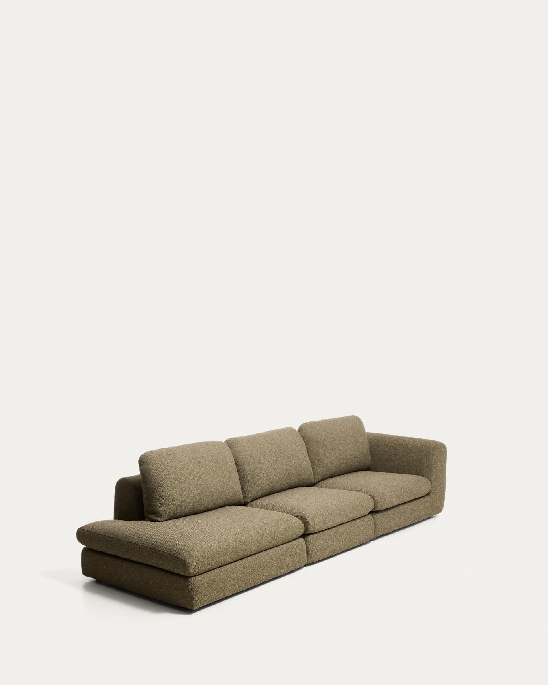 Vera olive green 4-seater sofa with left-hand end section 325 cm FSC Mix Credit