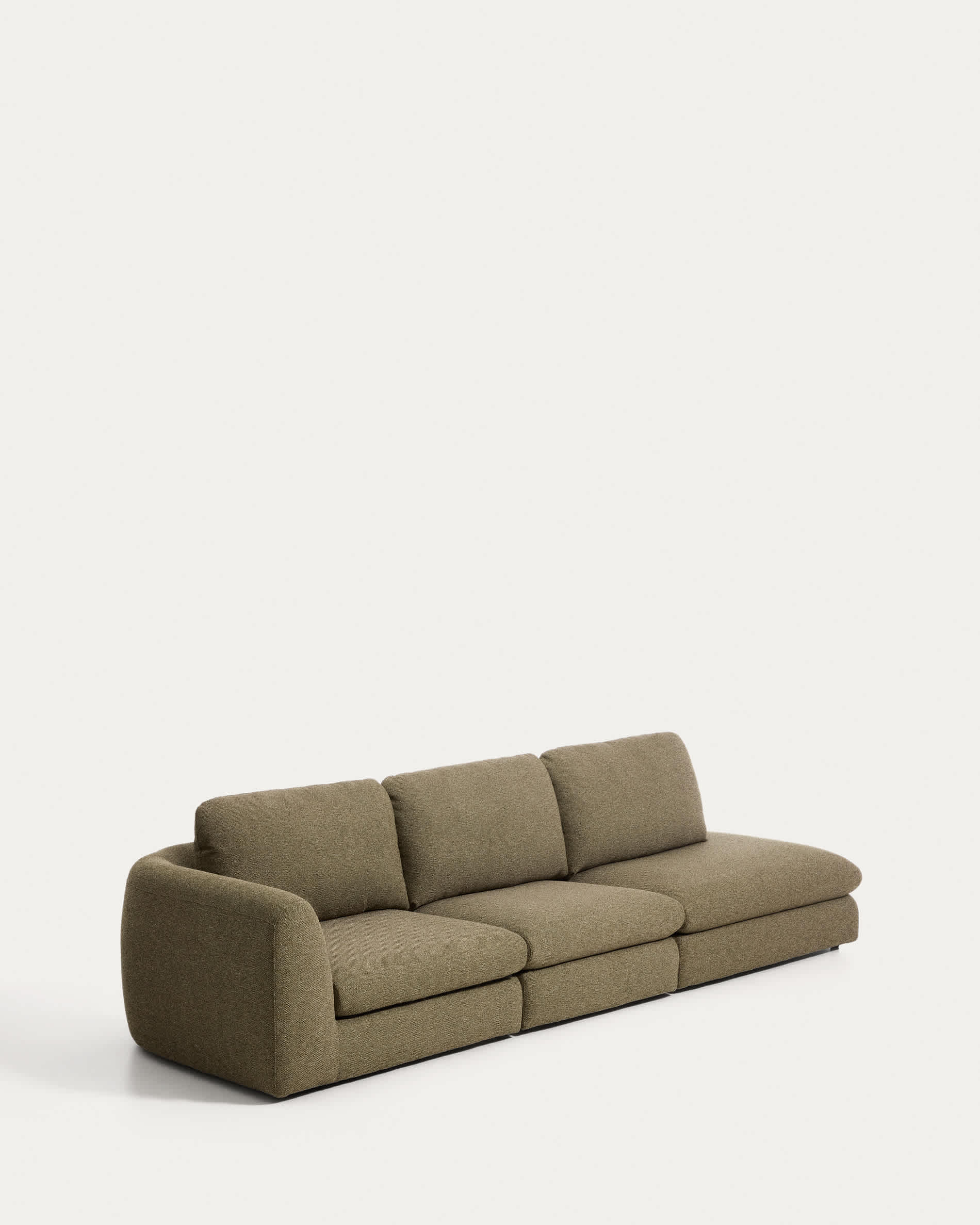Vera olive green 4-seater sofa with right-hand end section 322 cm FSC Mix Credit
