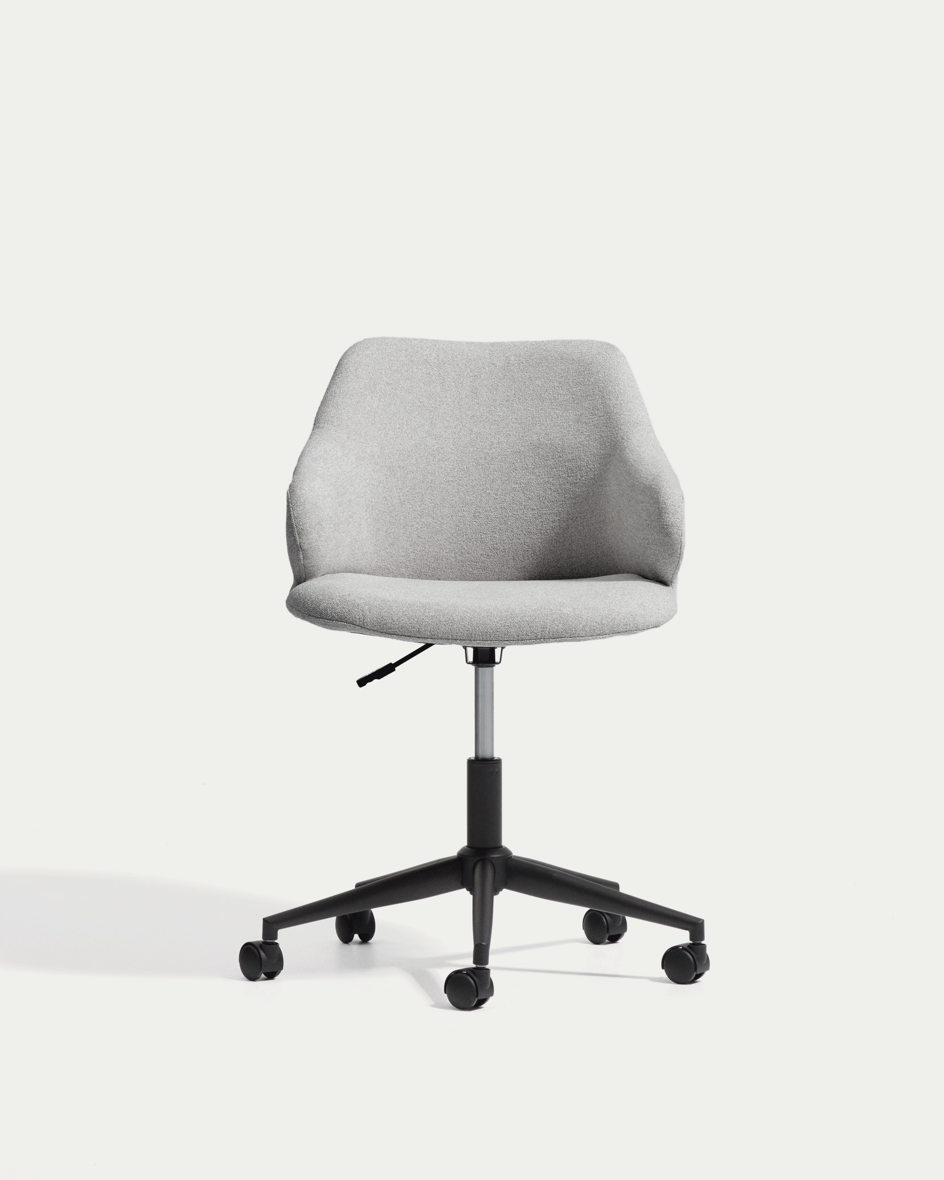 Einara grey chenille desk chair with black steel legs