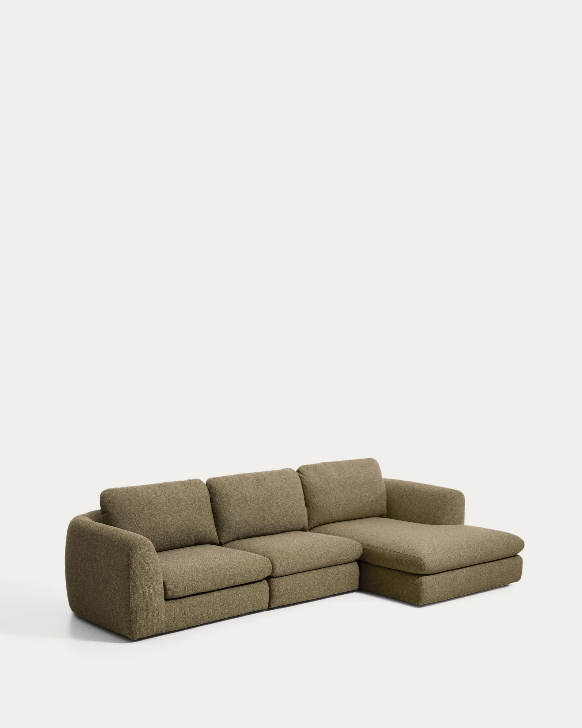 Vera olive green 4-seater sofa and right-hand chaise longue 322 cm FSC Mix Credit