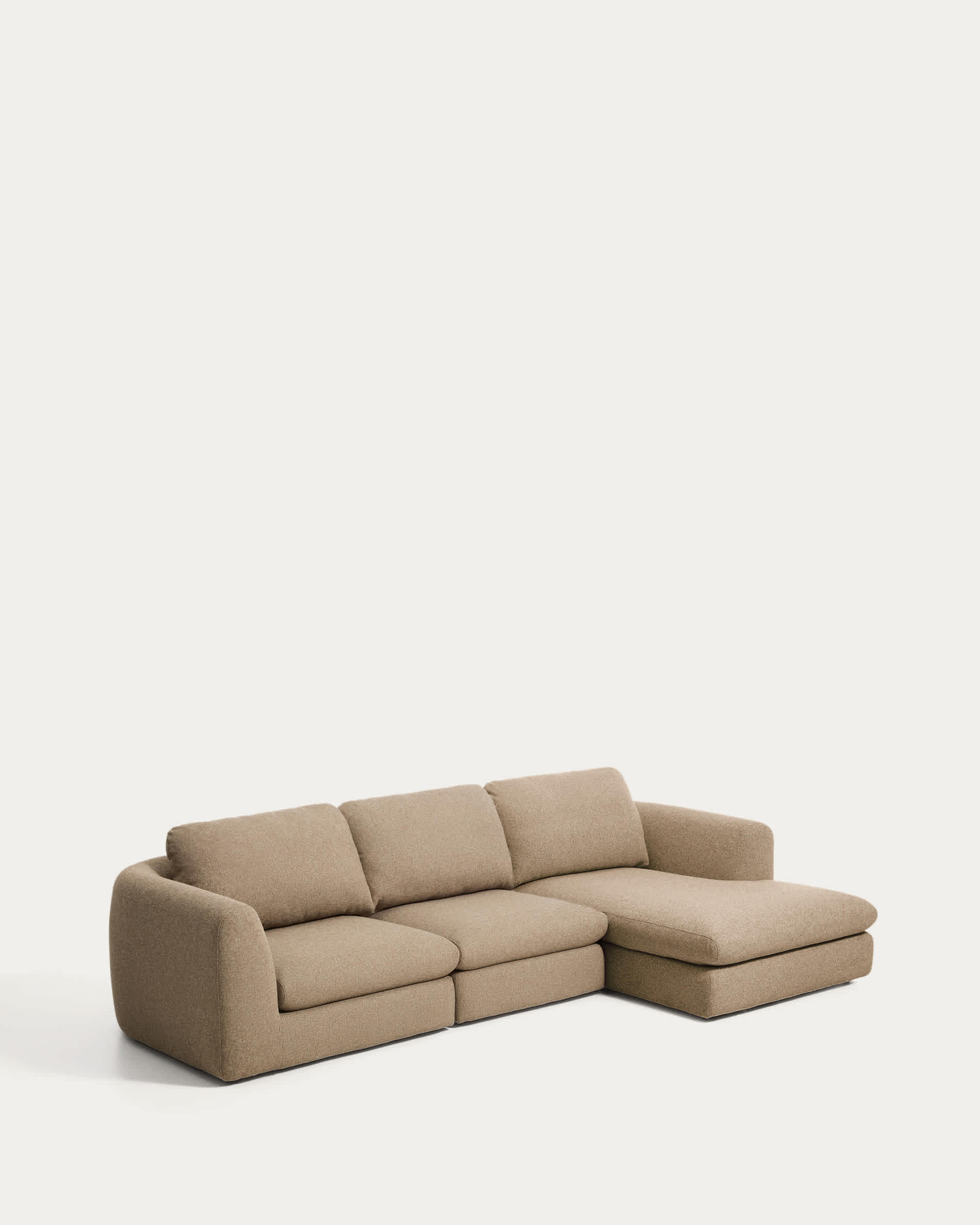 Vera light brown 4-seater sofa and right-hand chaise longue 322 cm FSC Mix Credit