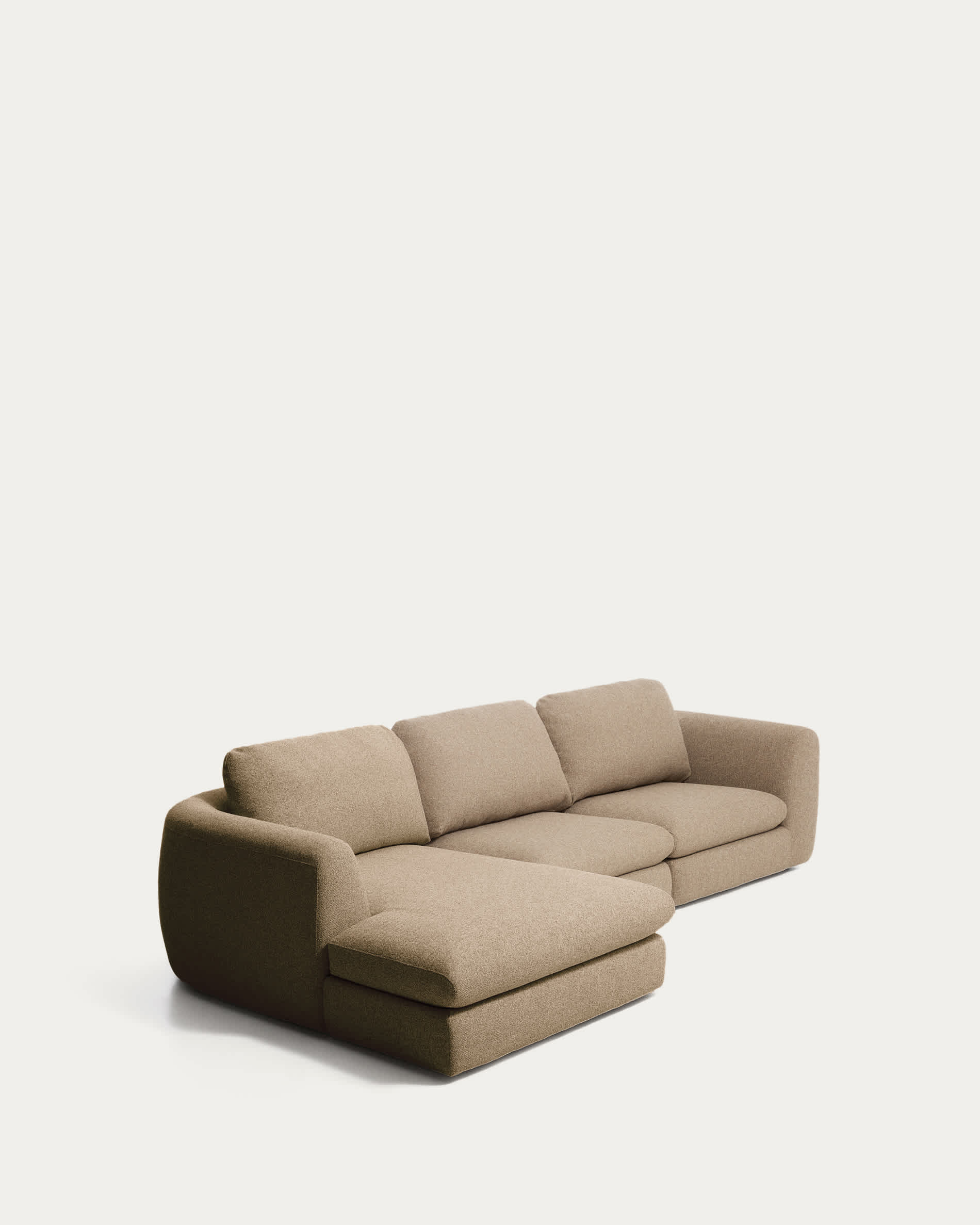Vera light brown 4-seater sofa with left-hand chaise longue 322 cm FSC Mix Credit