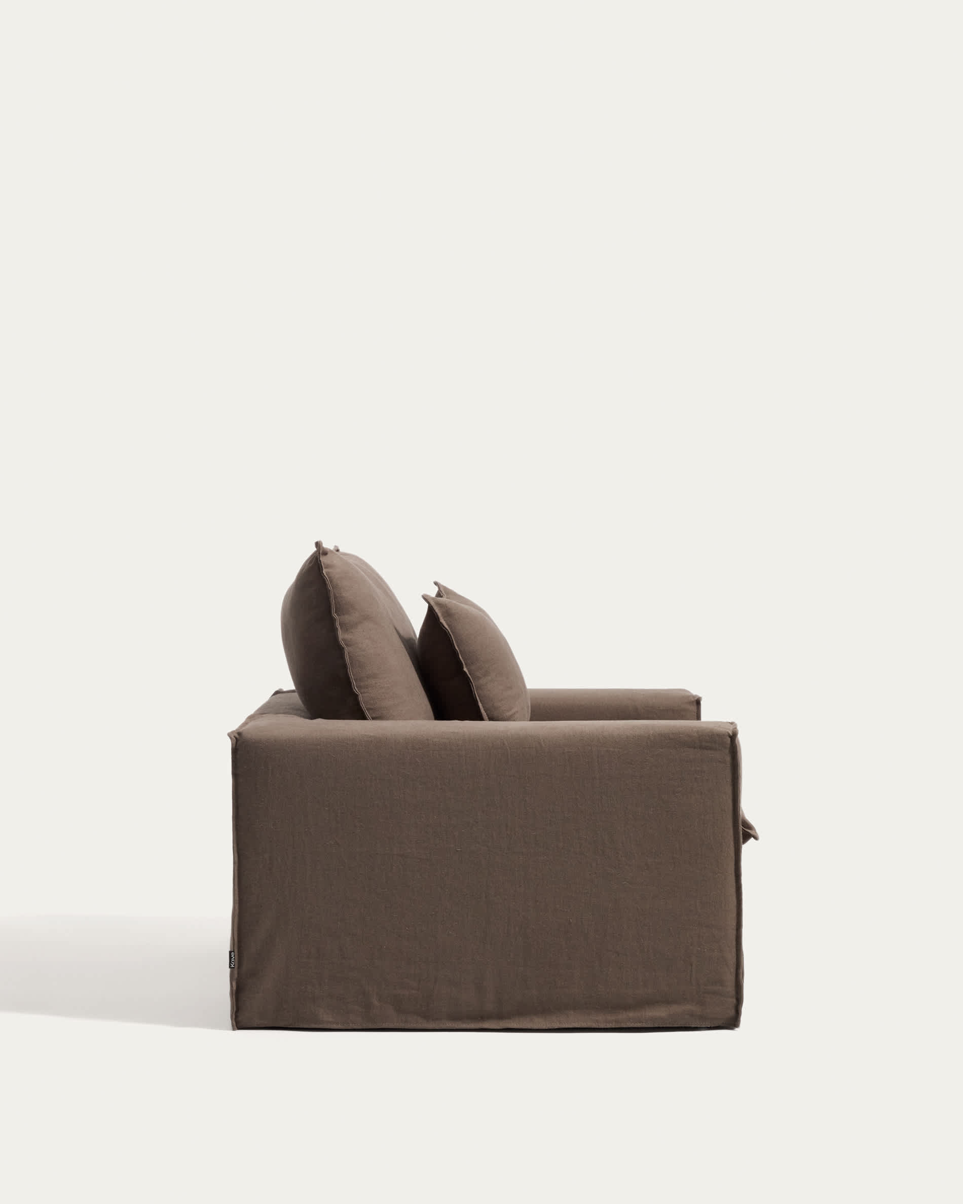 Anarela 100% taupe linen armchair with removable cover 130cm FSC Mix Credit