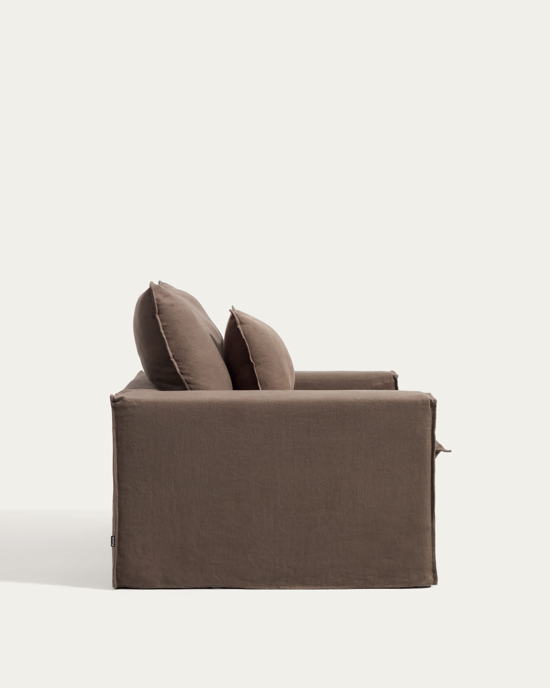 Anarela 100% taupe linen armchair with removable cover 150cm FSC Mix Credit
