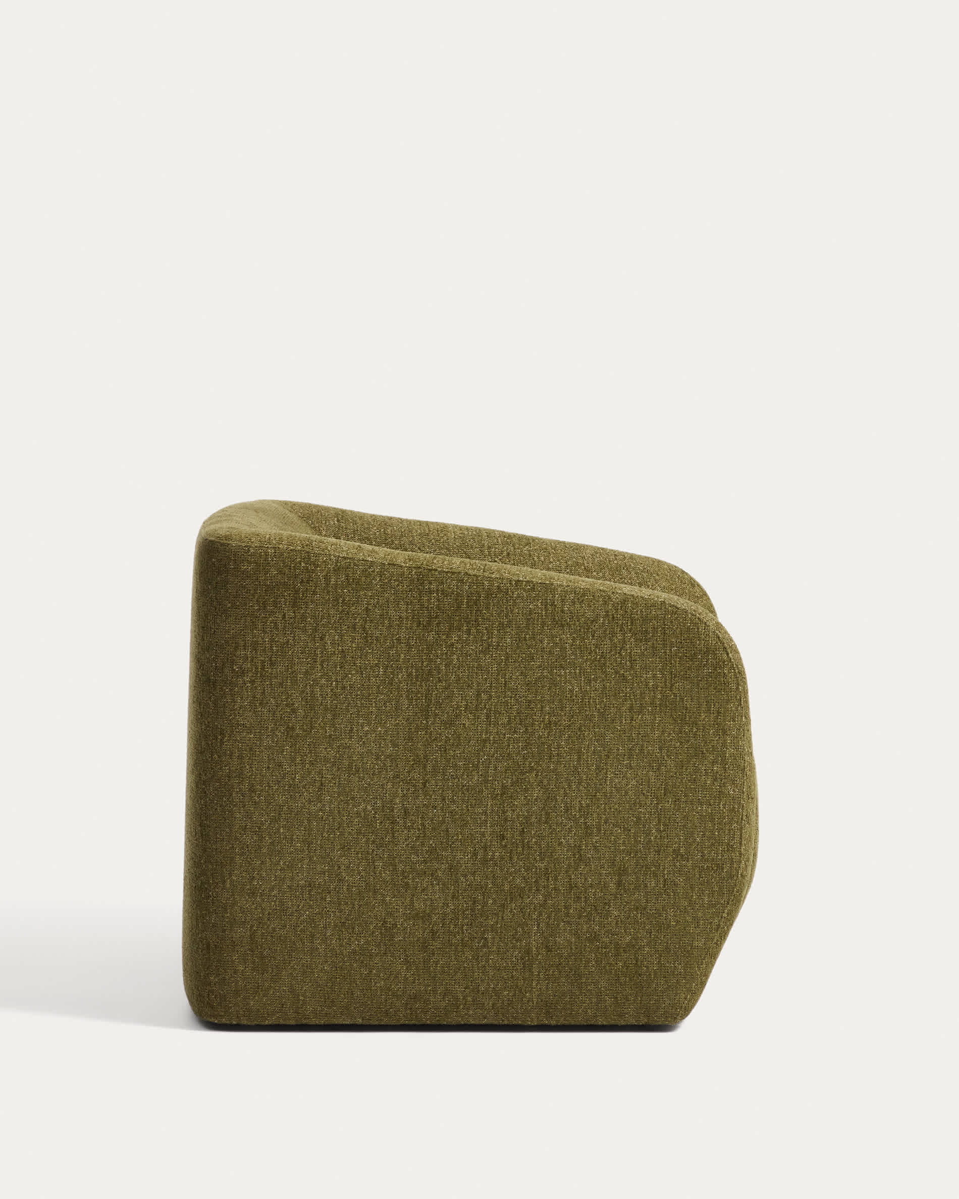 Milare armchair in olive green chenille 83 cm FSC 100%