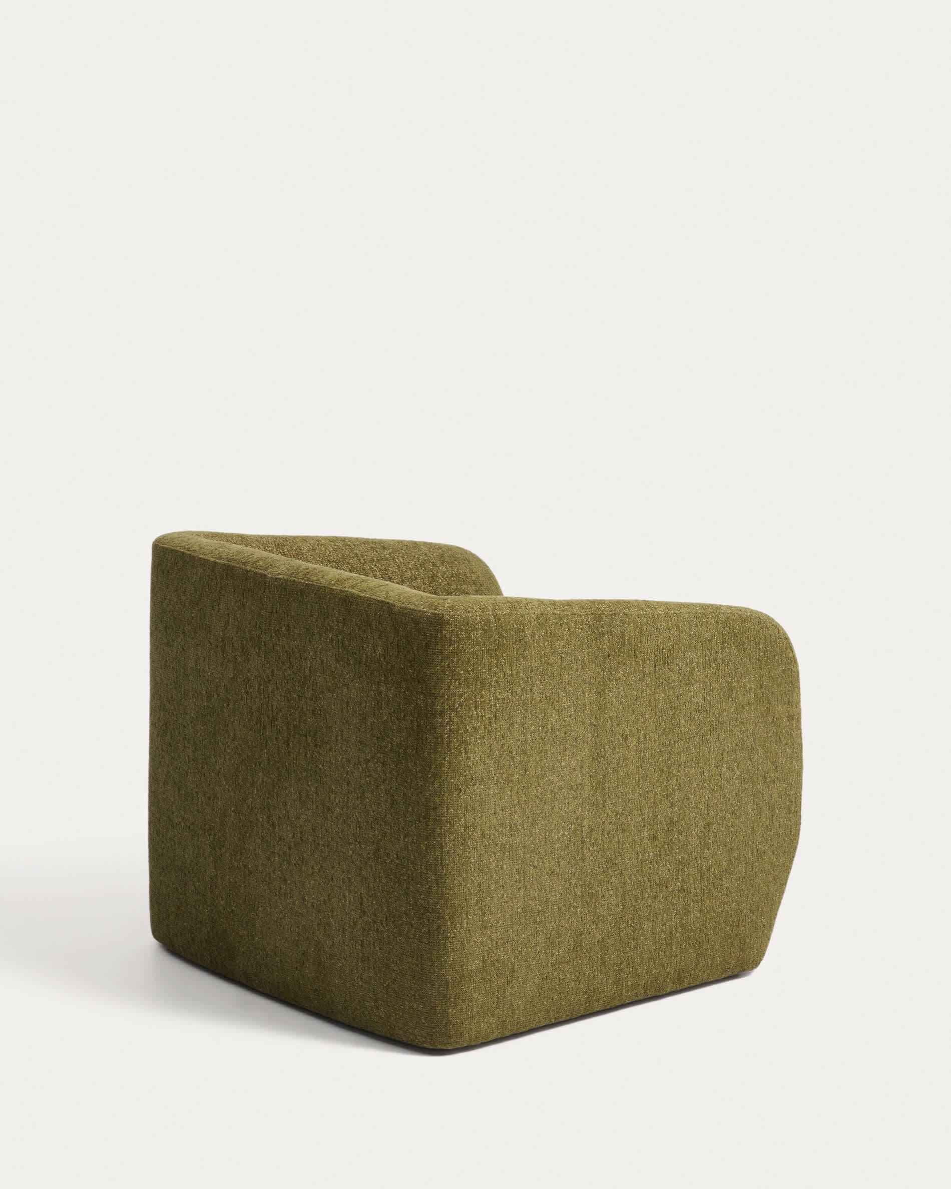 Milare armchair in olive green chenille 83 cm FSC 100%