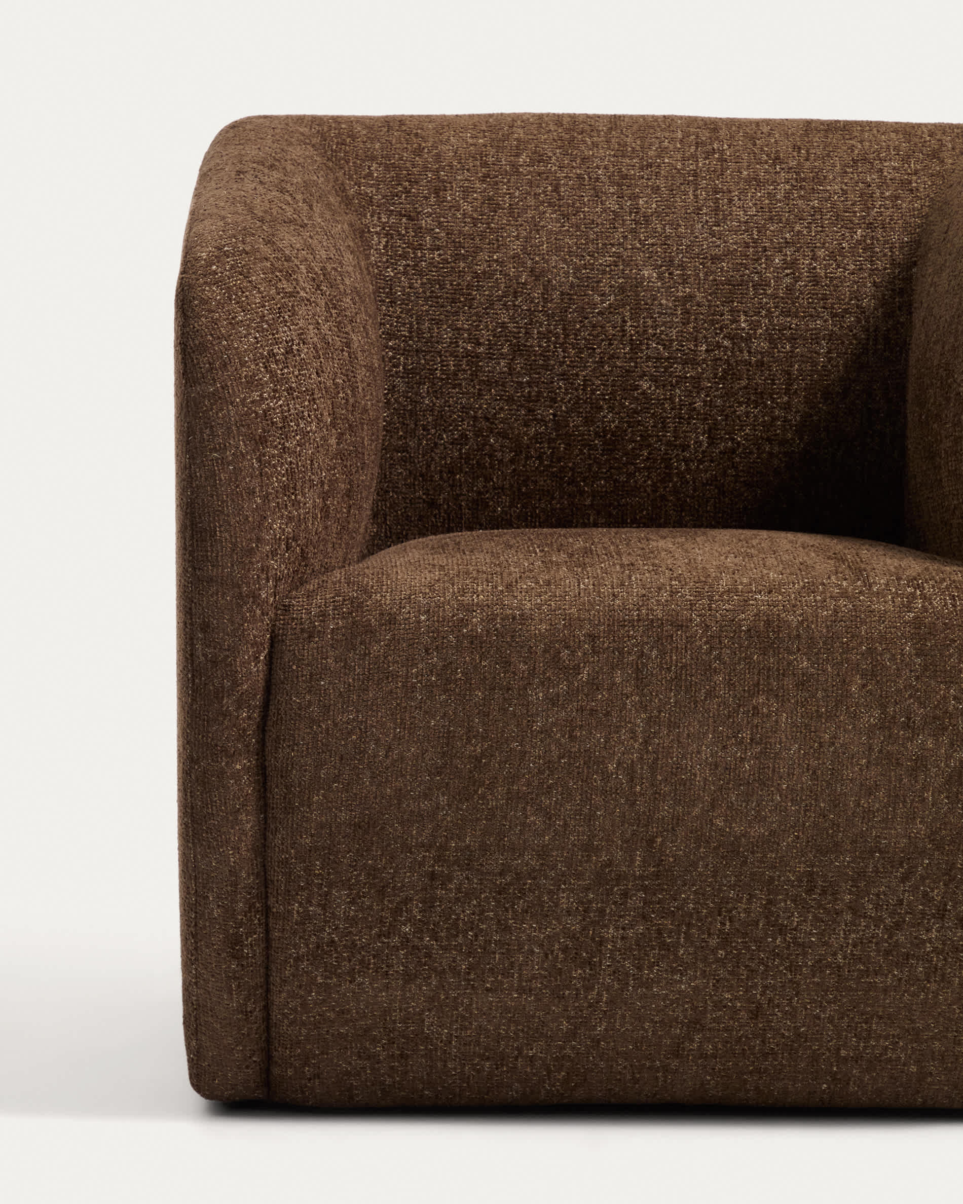 Milare armchair in chocolate brown chenille 73 cm FSC 100%