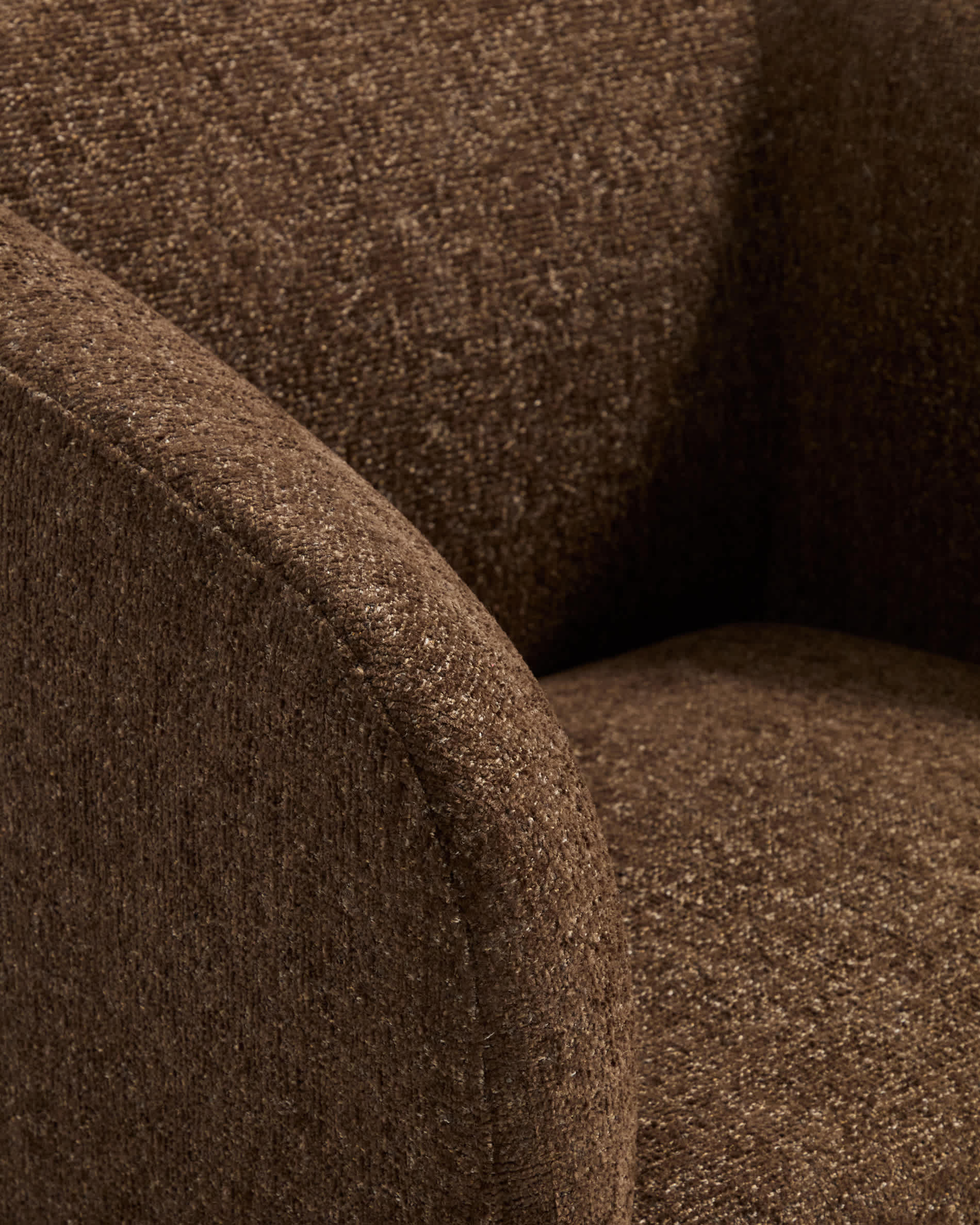 Milare armchair in chocolate brown chenille 73 cm FSC 100%