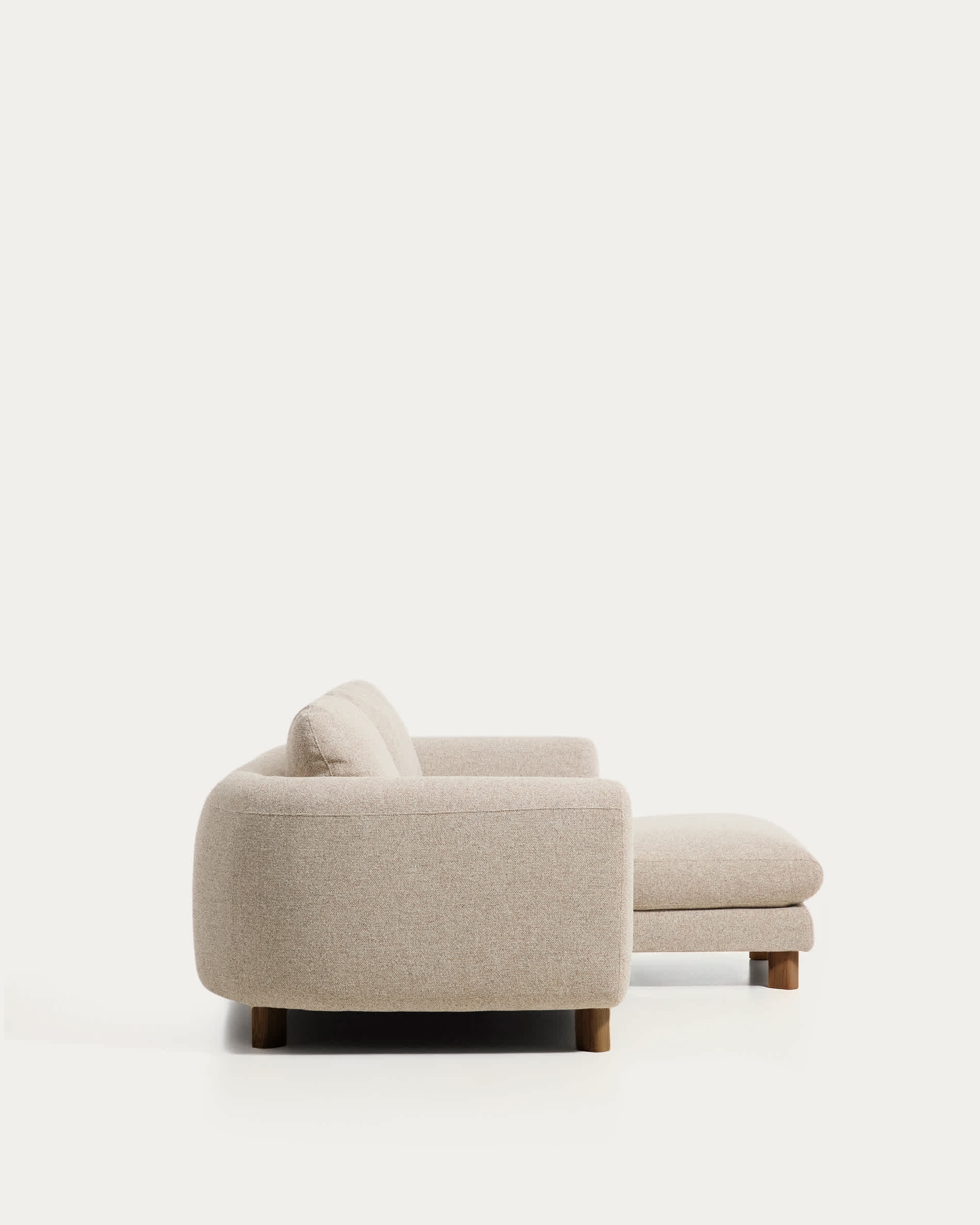 Vera beige 3-seater sofa with right-hand chaise longue with walnut-finish solid ash wood legs 232 cm FSC Mix Credit