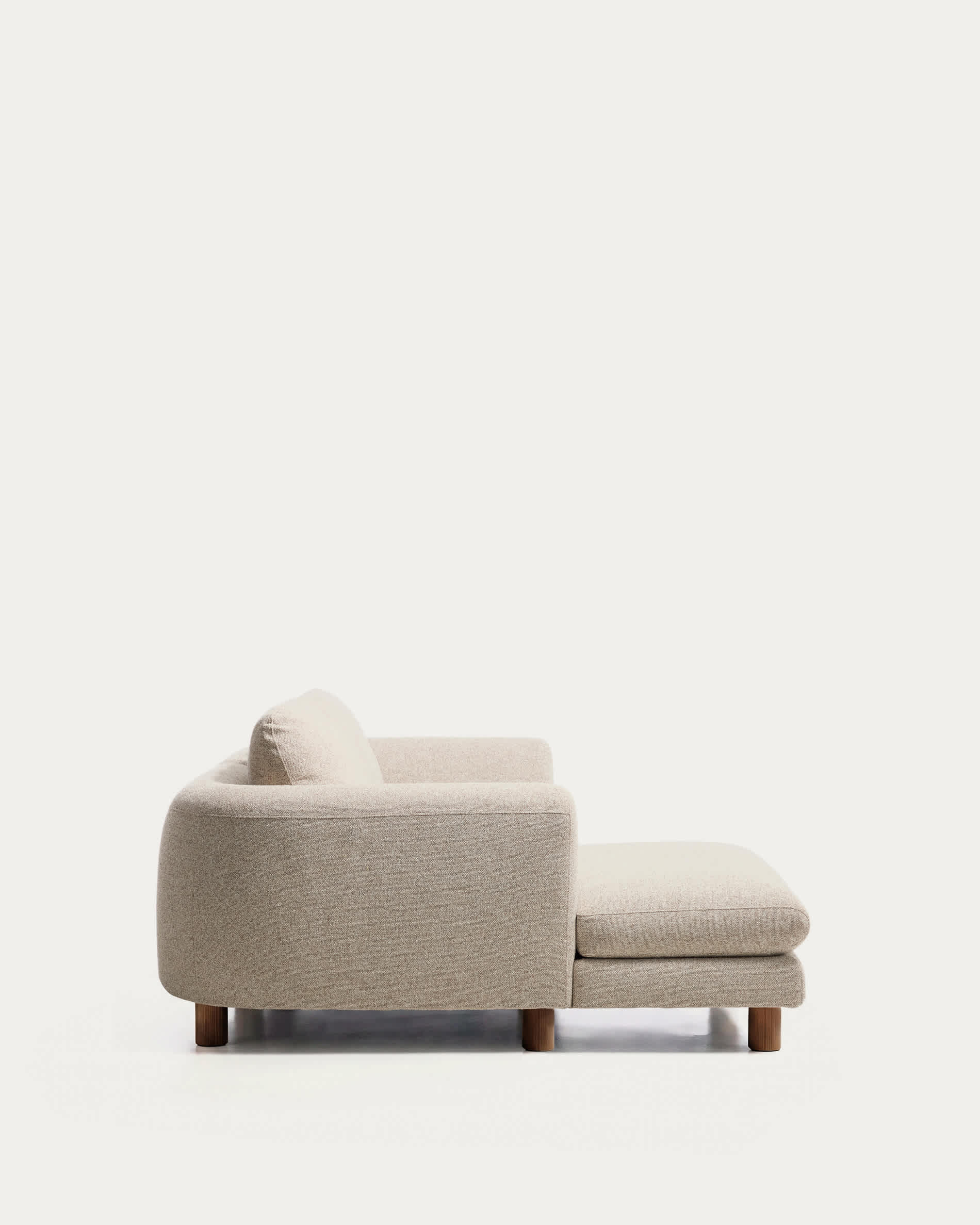 Vera beige 3-seater sofa with left-hand chaise longue with walnut-finish solid ash wood legs 232 cm FSC Mix Credit