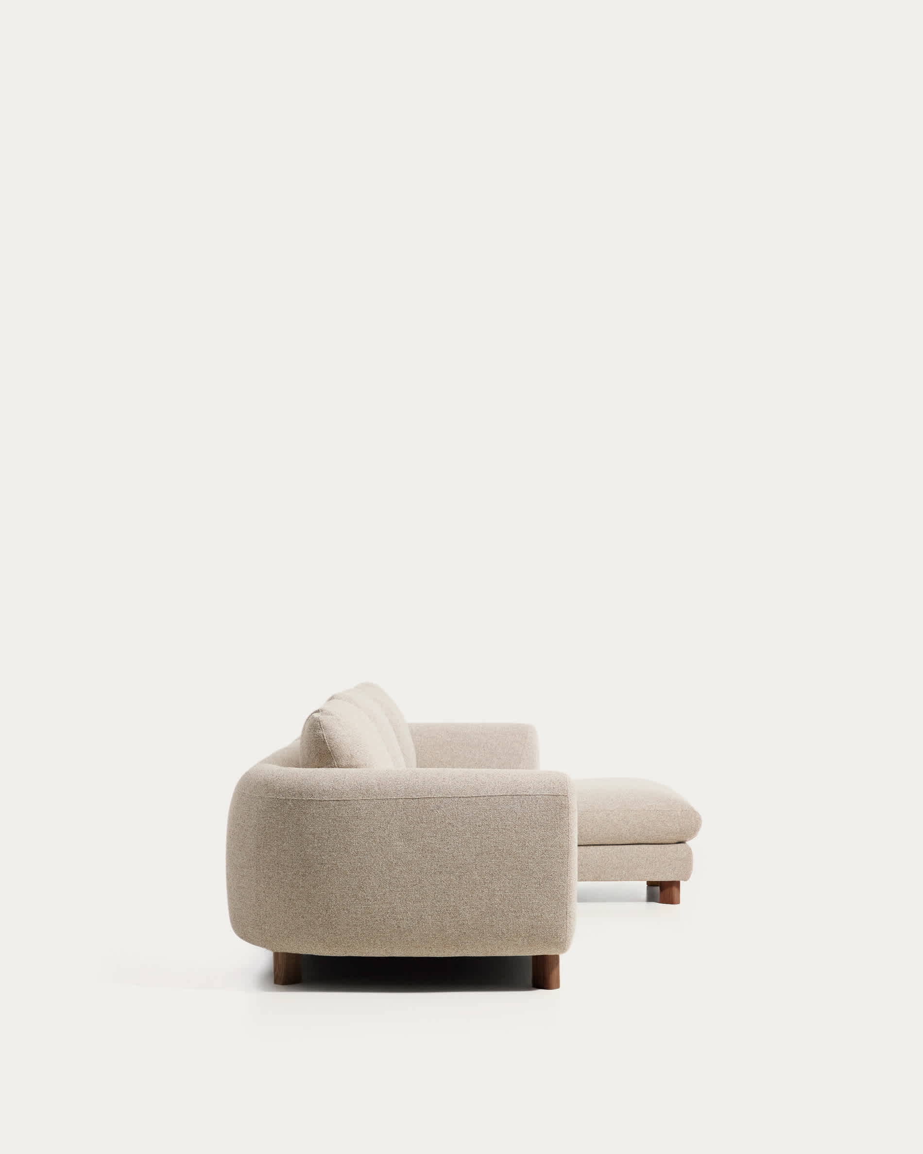 Vera beige 4-seater sofa with right-hand chaise longue with walnut-finish solid ash wood legs 322 cm FSC Mix Credit