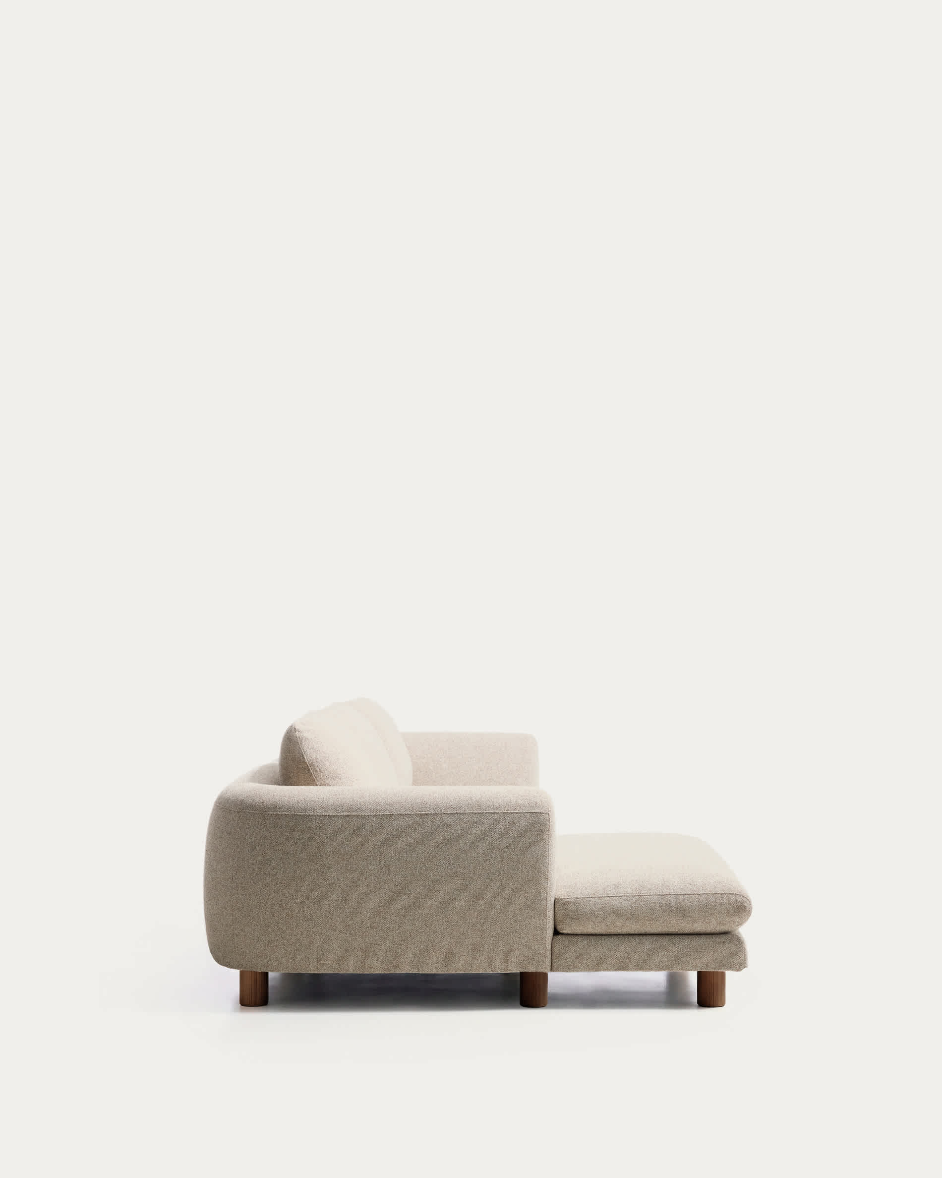 Vera beige 4-seater sofa with left-hand chaise longue with walnut-finish solid ash wood legs 322 cm FSC Mix Credit