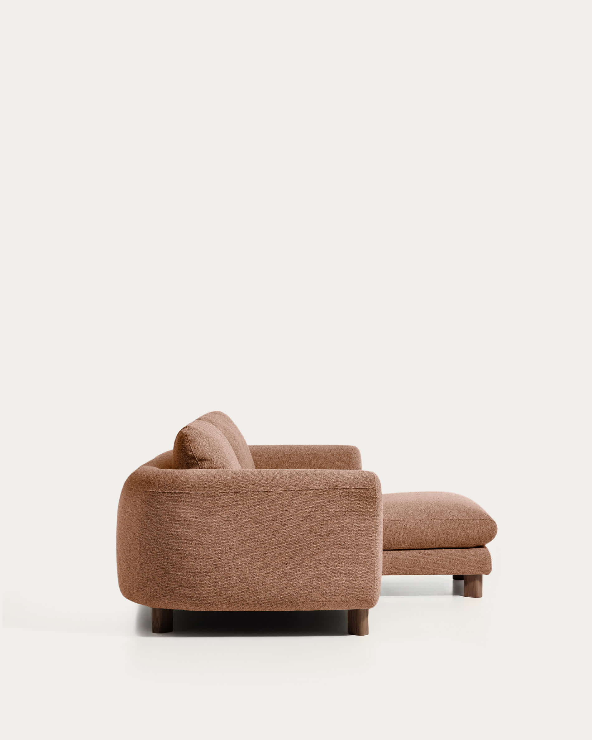 Vera terracotta 3-seater sofa with right-hand chaise longue with walnut-finish solid ash wood legs 232 cm FSC Mix Credit