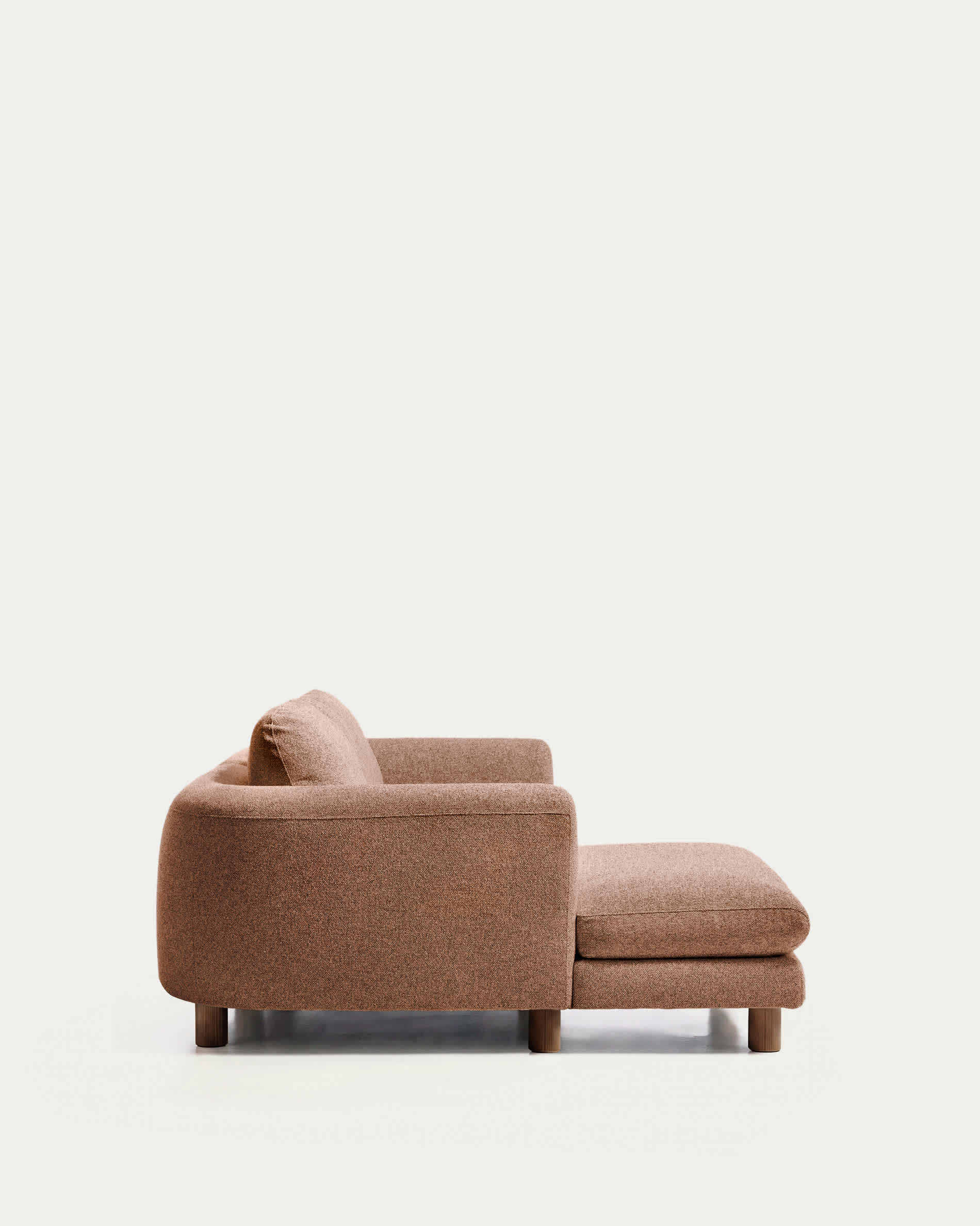 Vera terracotta 3-seater sofa with left-hand chaise longue with walnut-finish solid ash wood legs 232 cm FSC Mix Credit
