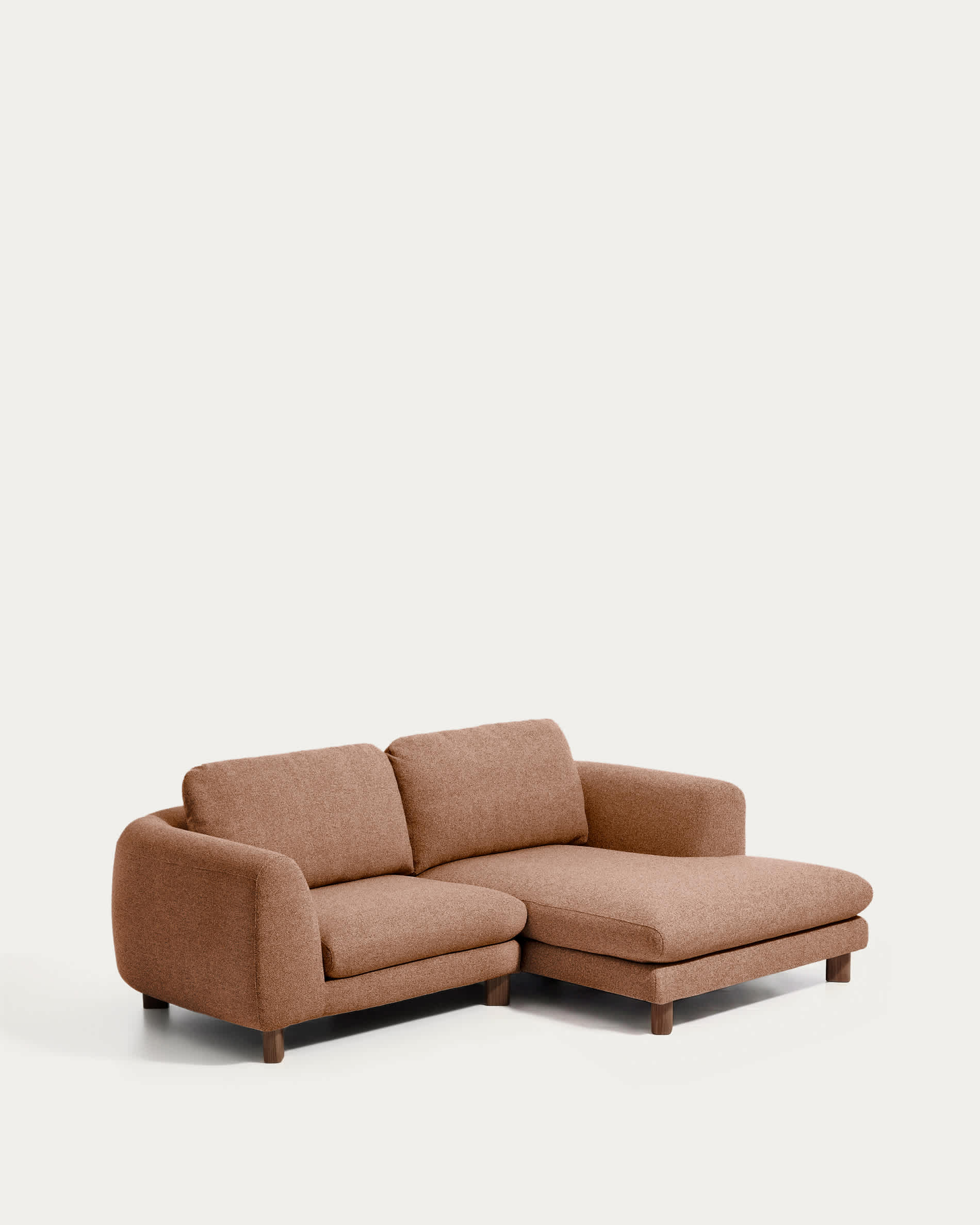 Vera terracotta 3-seater sofa with right-hand chaise longue with walnut-finish solid ash wood legs 232 cm FSC Mix Credit