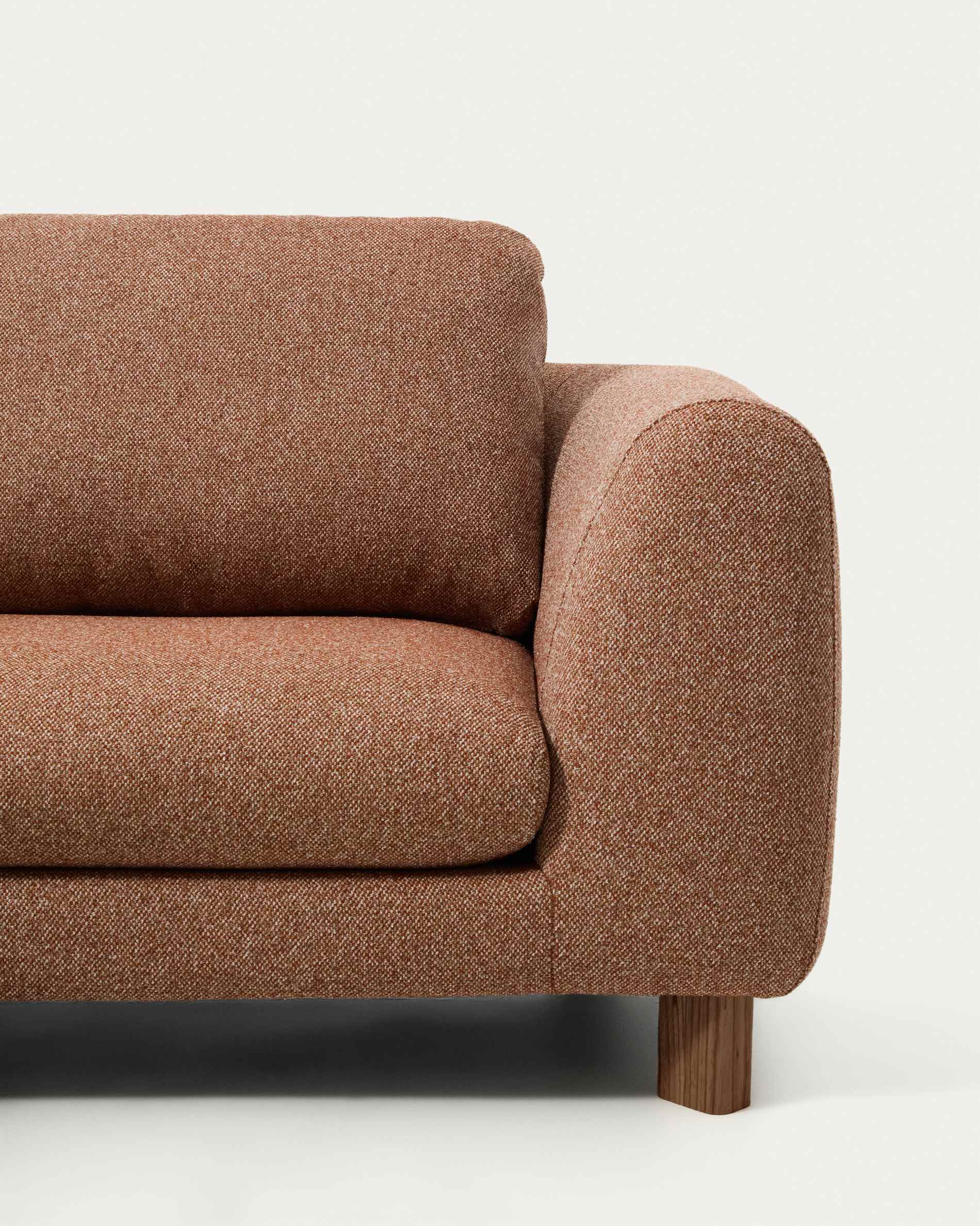 Vera terracotta 3-seater sofa with left-hand chaise longue with walnut-finish solid ash wood legs 232 cm FSC Mix Credit