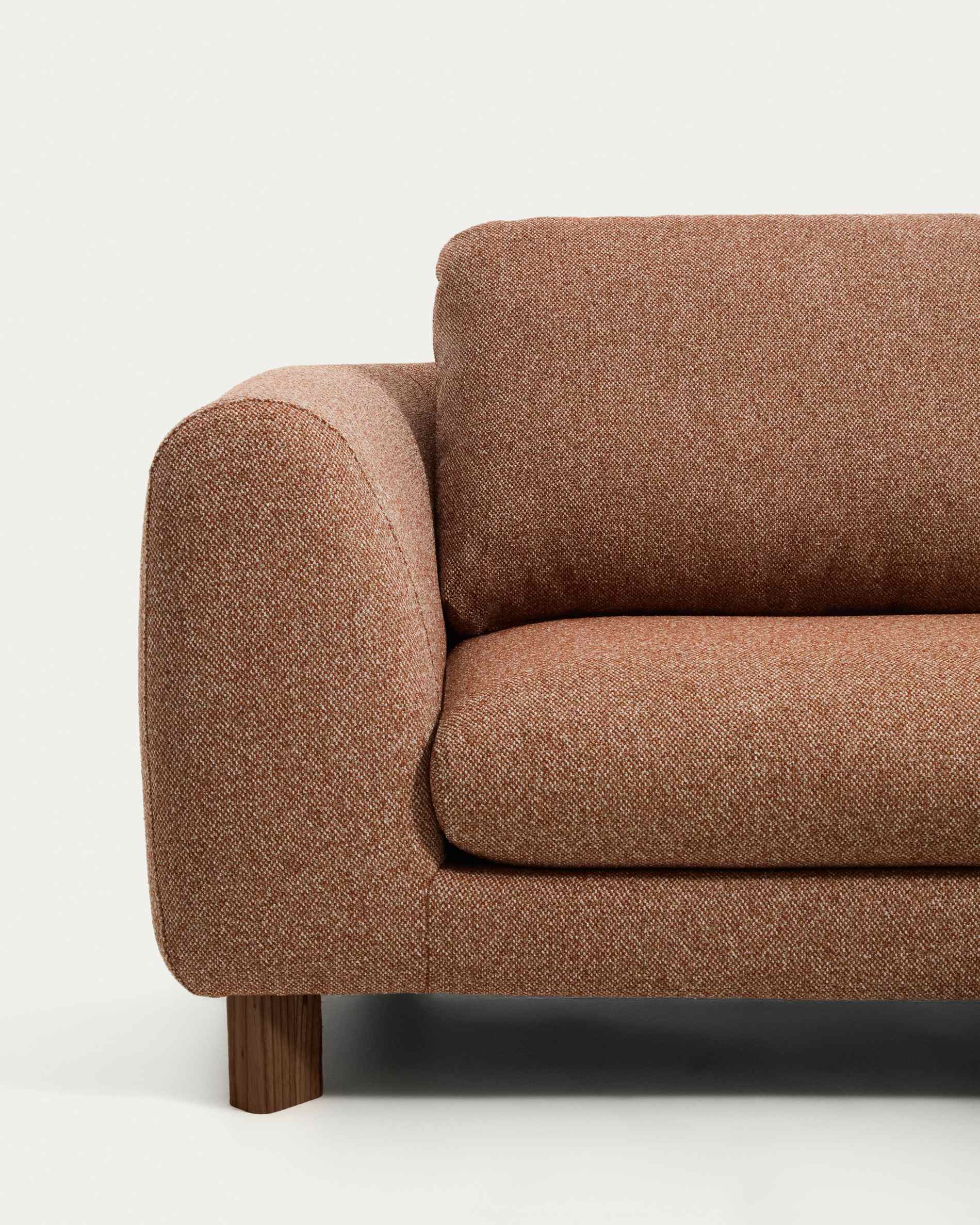 Vera terracotta 3-seater sofa with right-hand chaise longue with walnut-finish solid ash wood legs 232 cm FSC Mix Credit