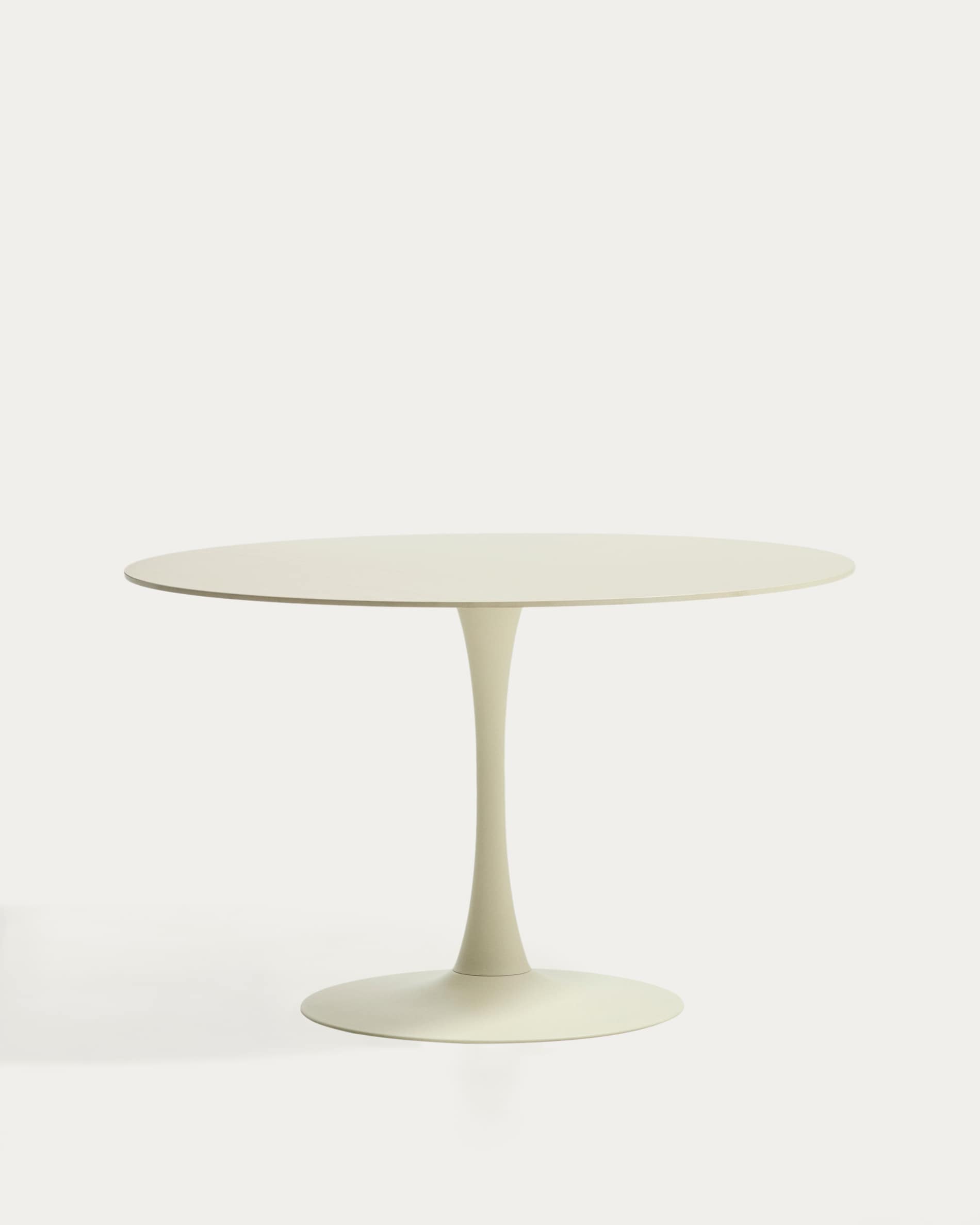 Round Vedira table in ecru ceramic and beige steel Ø120 cm