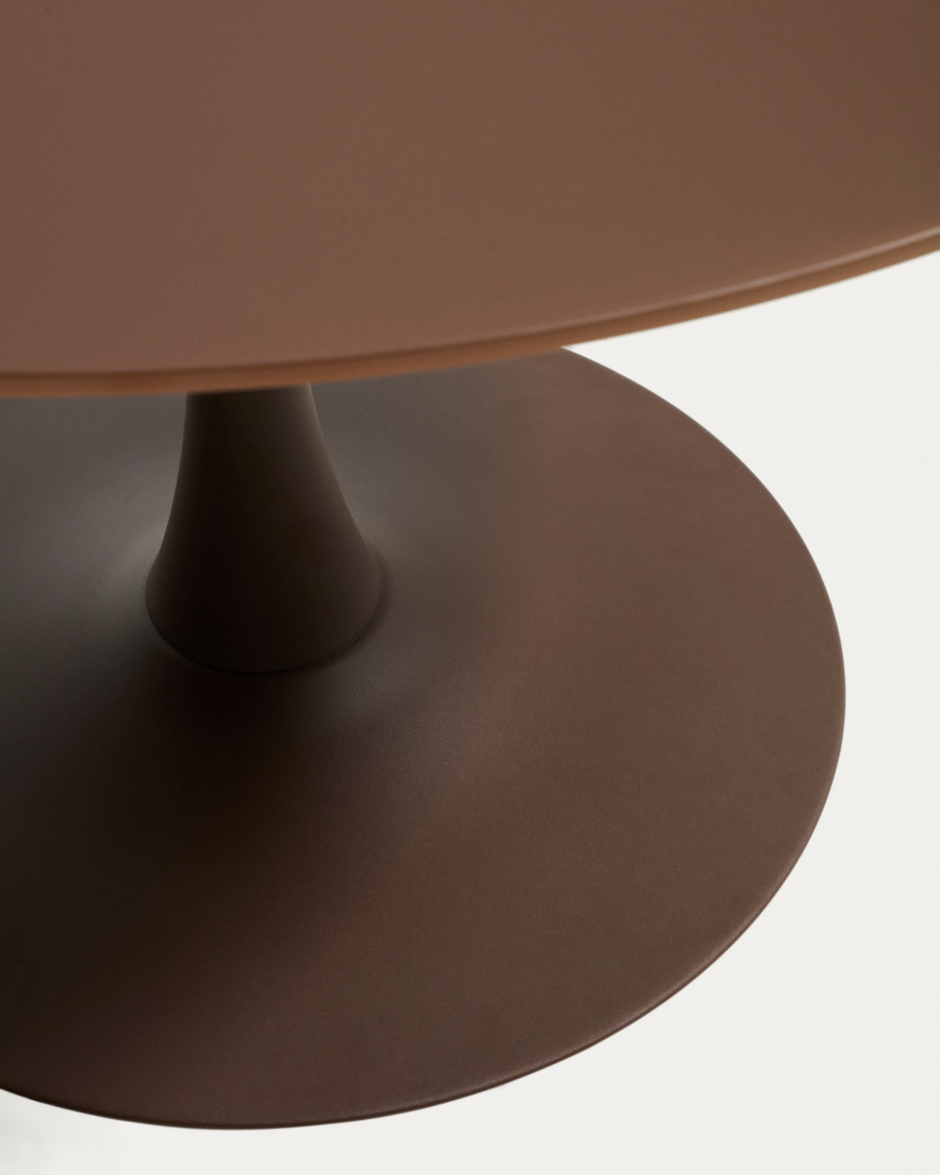 Round Vedira table in glass and brown steel Ø120 cm
