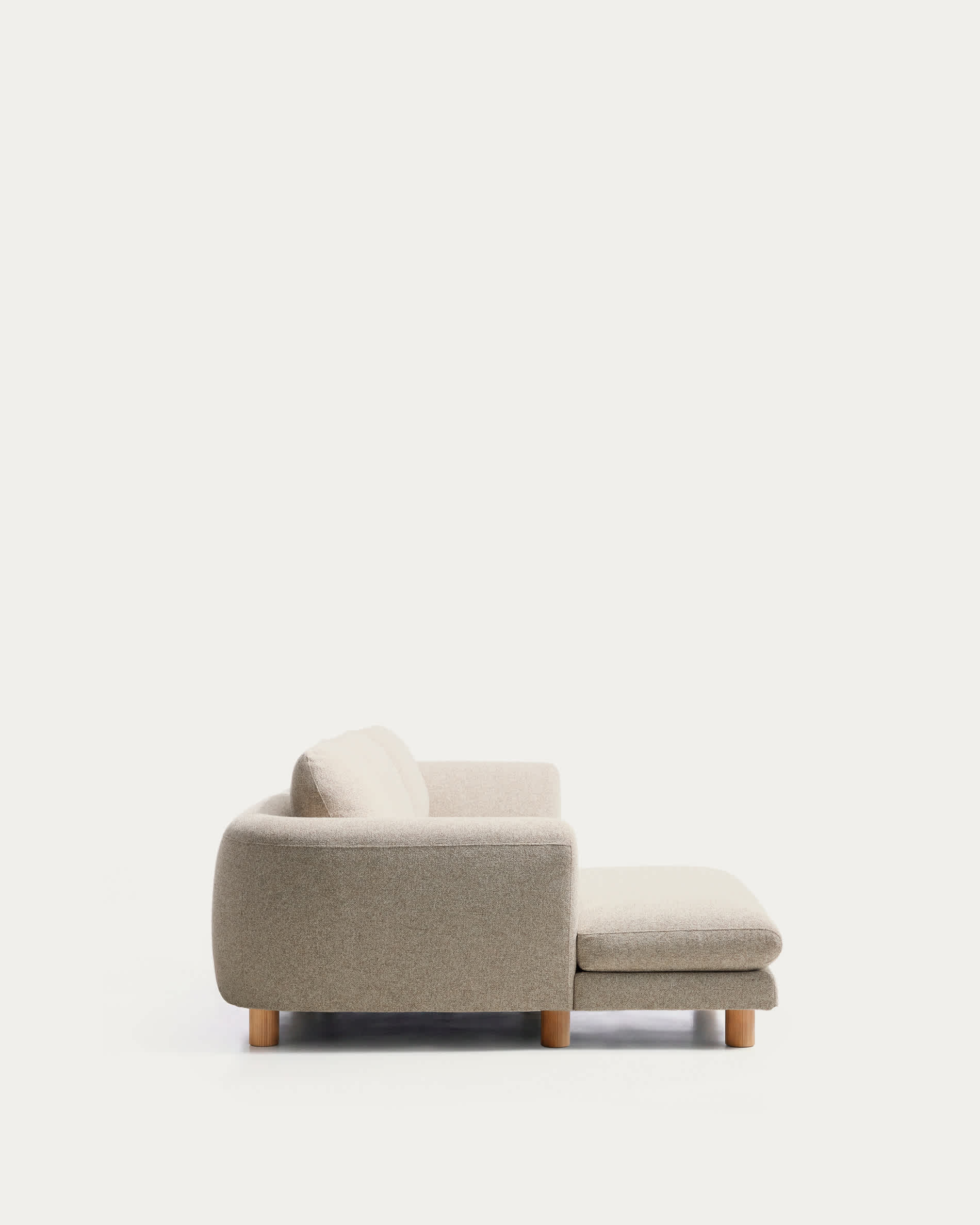 Vera beige 4-seater sofa with left-hand chaise longue with natural-finish solid ash wood legs 322 cm FSC Mix Credit