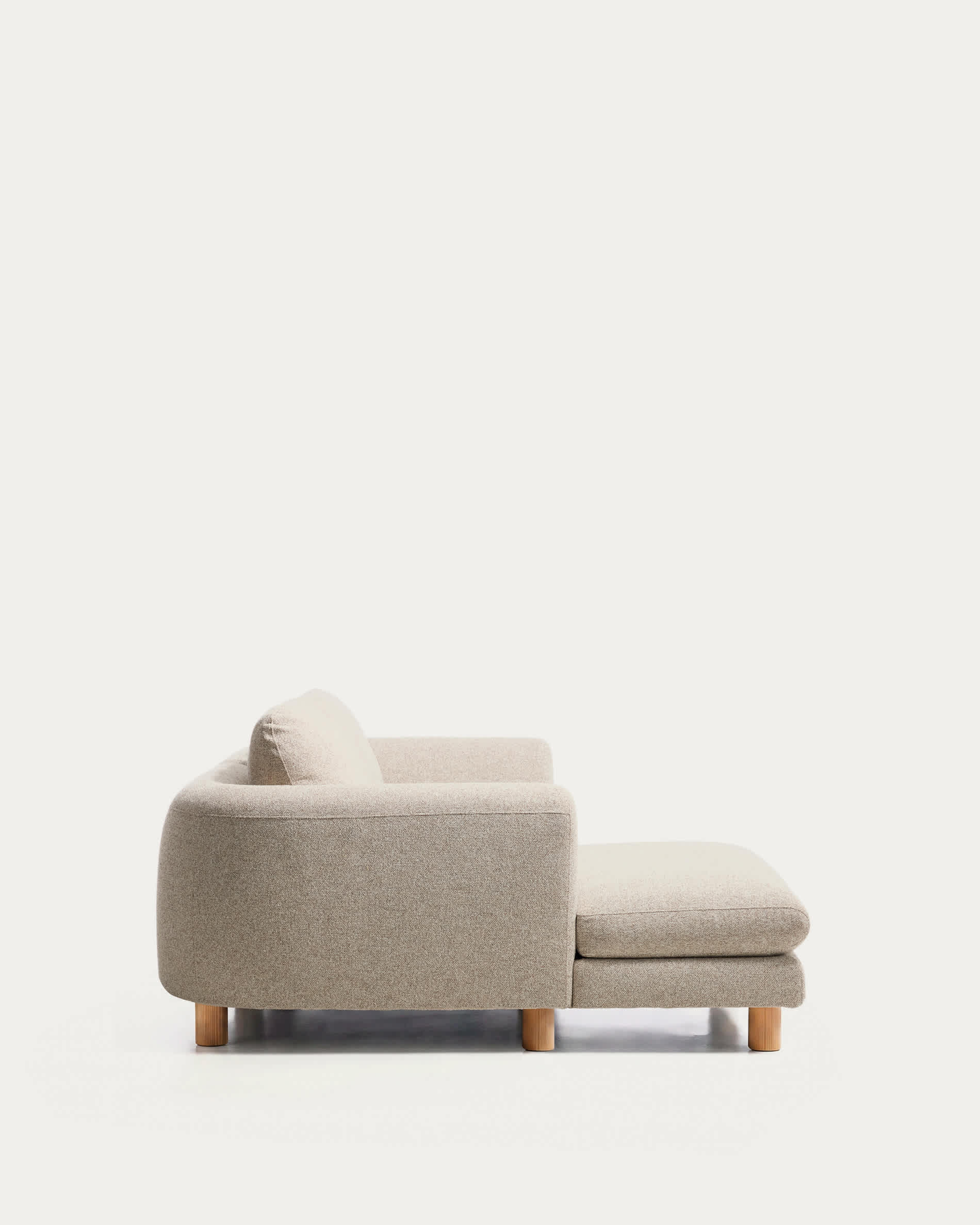 Vera beige 3-seater sofa with left-hand chaise longue with natural-finish solid ash wood legs 232 cm FSC Mix Credit