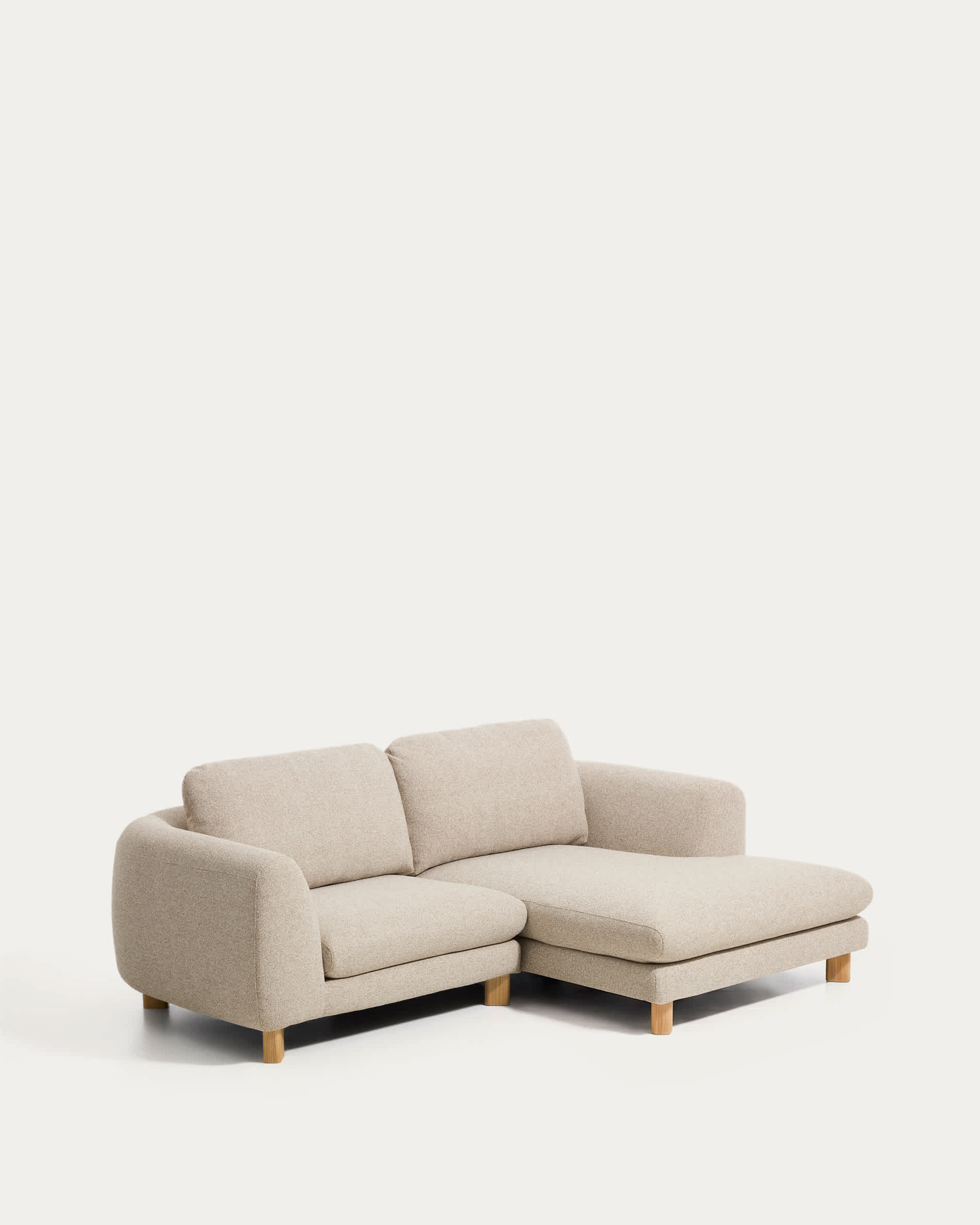 Vera beige 3-seater sofa with right-hand chaise longue with natural-finish solid ash wood legs 232 cm FSC Mix Credit