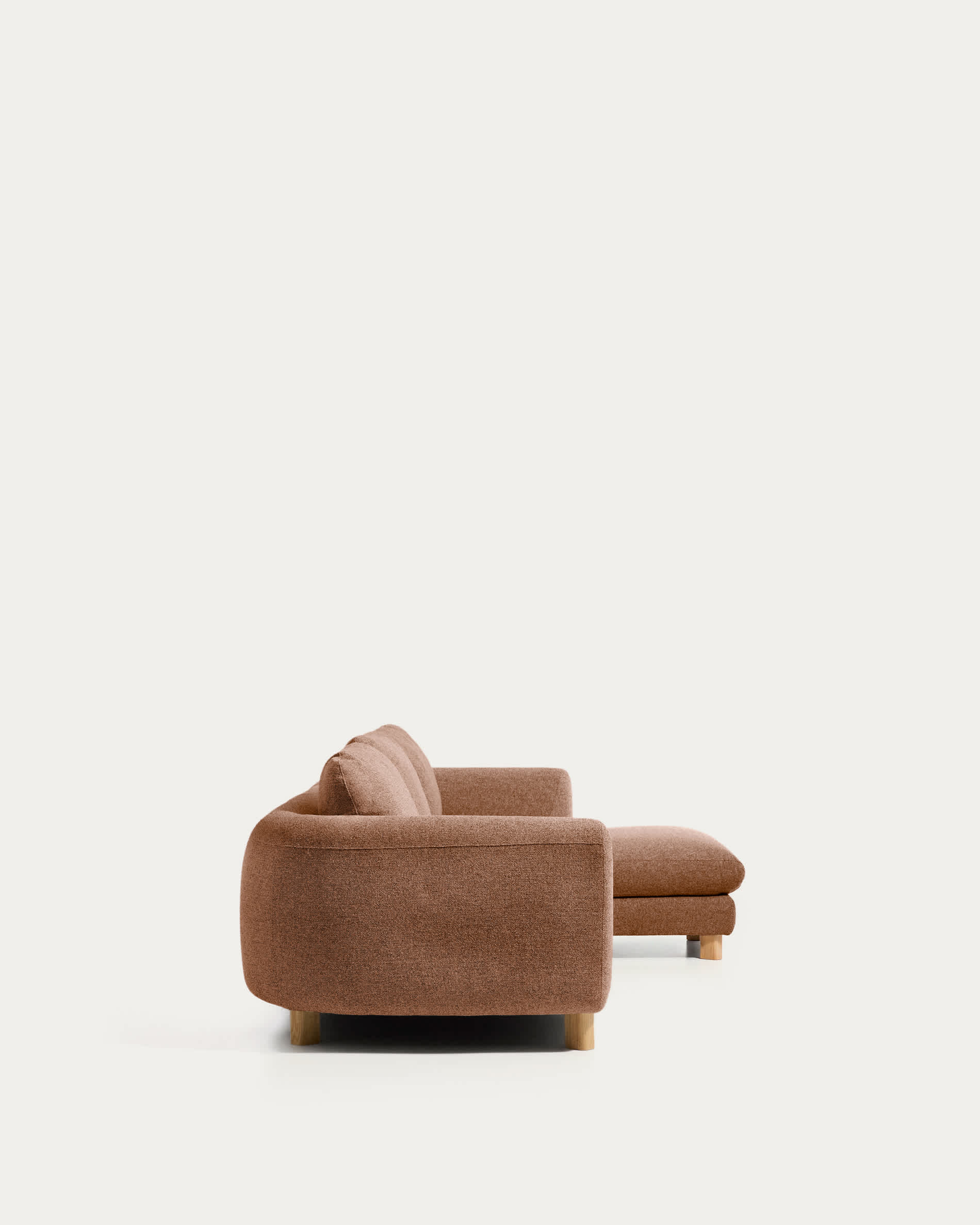 Vera terracotta 4-seater sofa with right-hand chaise longue with natural-finish solid ash wood legs 322 cm FSC Mix Credit