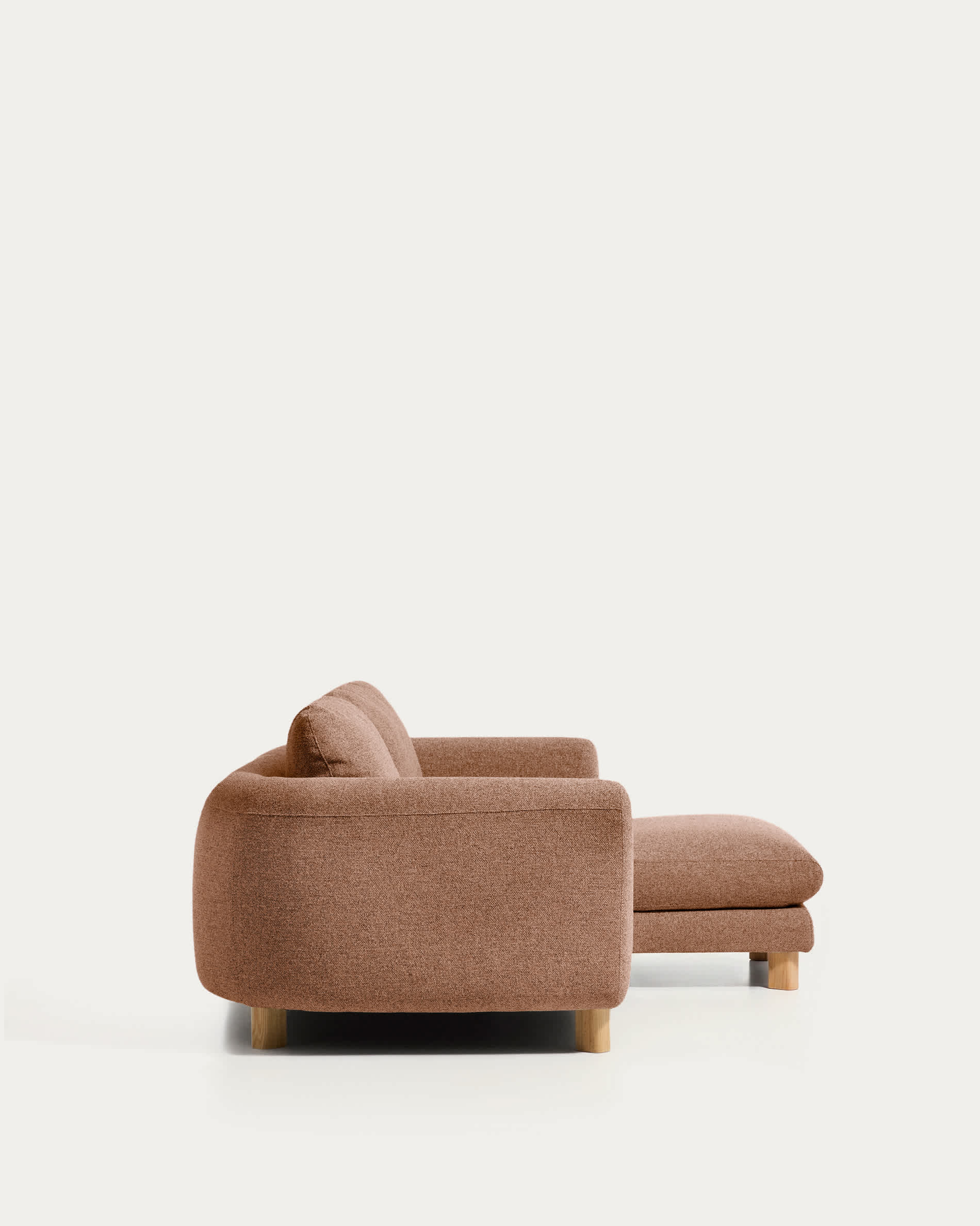 Vera terracotta 3-seater sofa with right-hand chaise longue with natural-finish solid ash wood legs 232 cm FSC Mix Credit