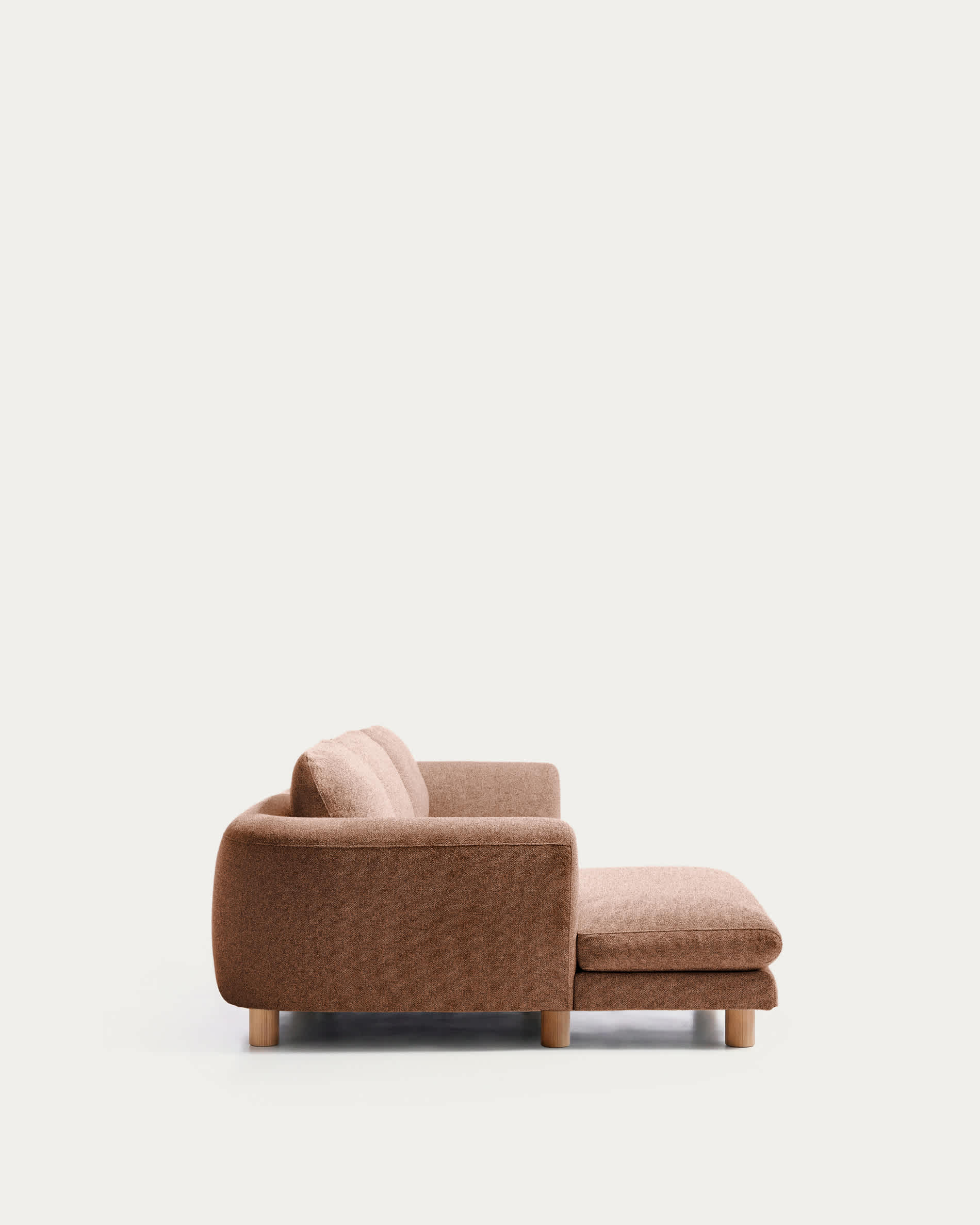 Vera terracotta 4-seater sofa with left-hand chaise longue with natural-finish solid ash wood legs 322 cm FSC Mix Credit