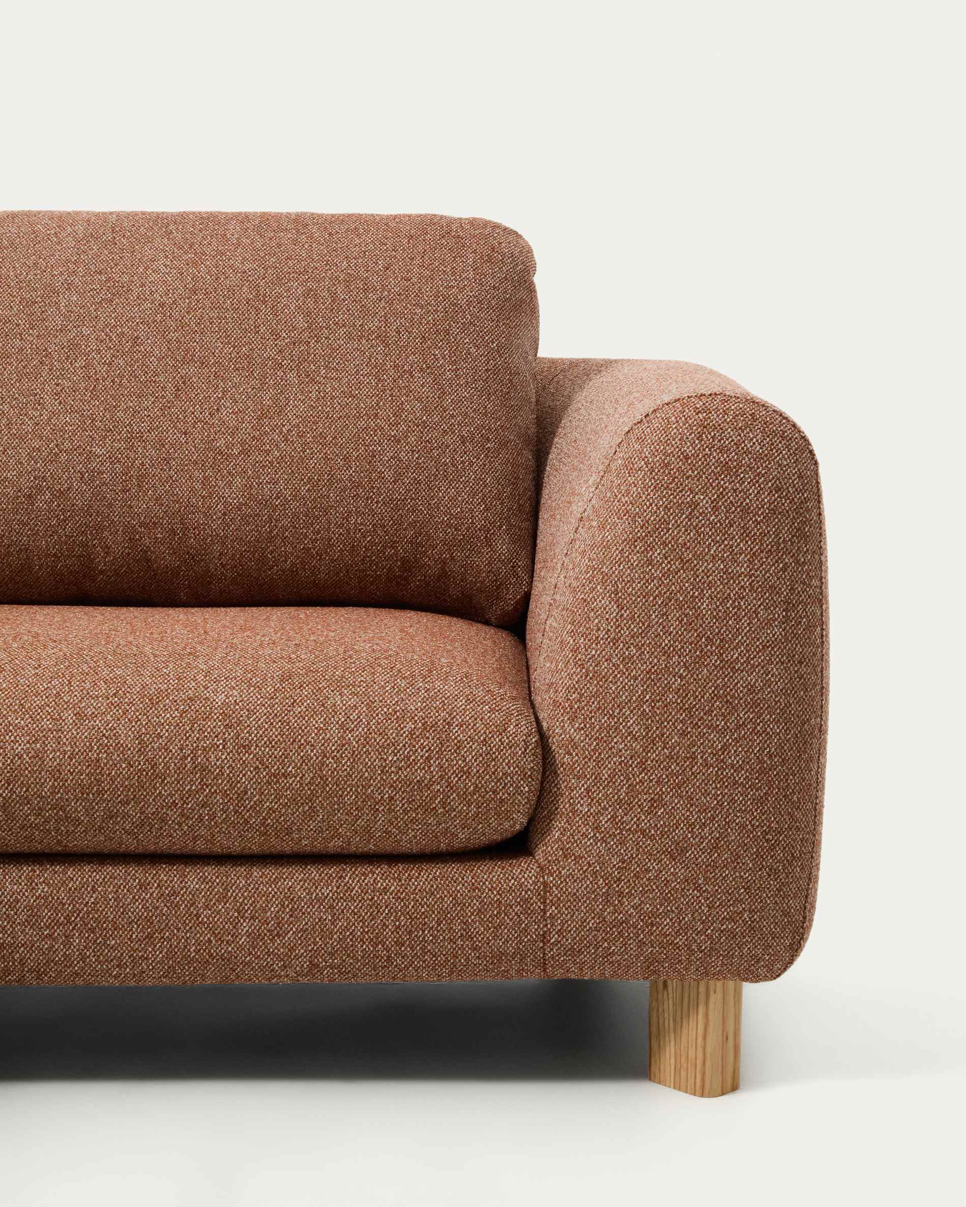 Vera terracotta 3-seater sofa with left-hand chaise longue with natural-finish solid ash wood legs 232 cm FSC Mix Credit