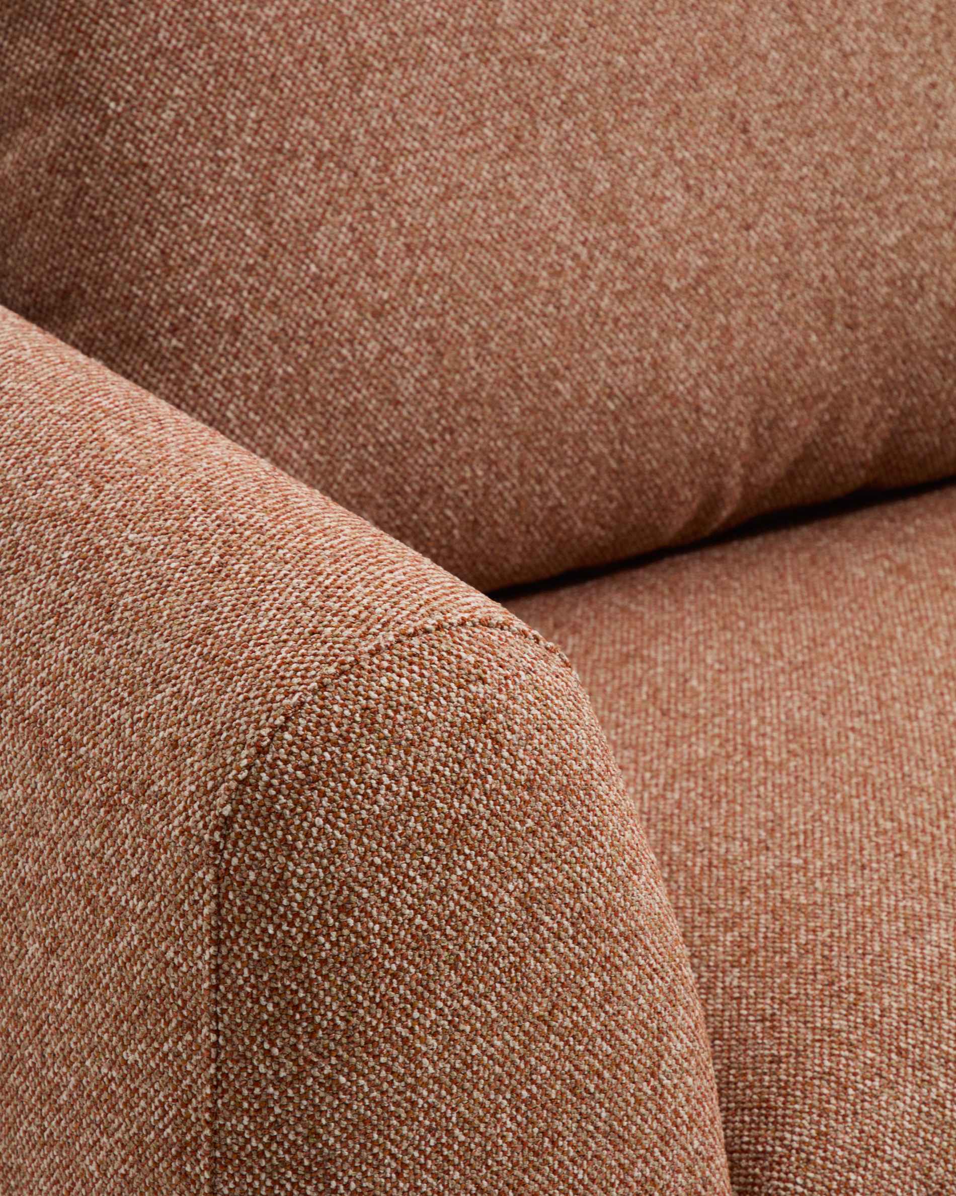 Vera terracotta 3-seater sofa with right-hand chaise longue with natural-finish solid ash wood legs 232 cm FSC Mix Credit