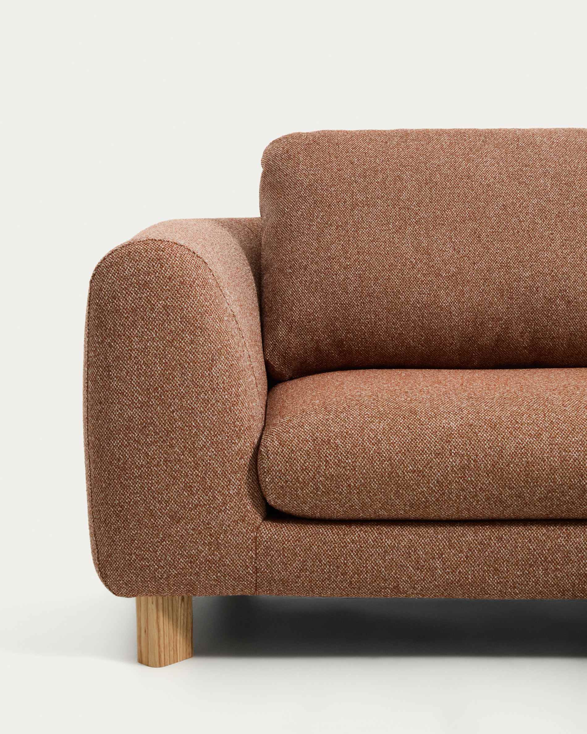 Vera terracotta 3-seater sofa with right-hand chaise longue with natural-finish solid ash wood legs 232 cm FSC Mix Credit