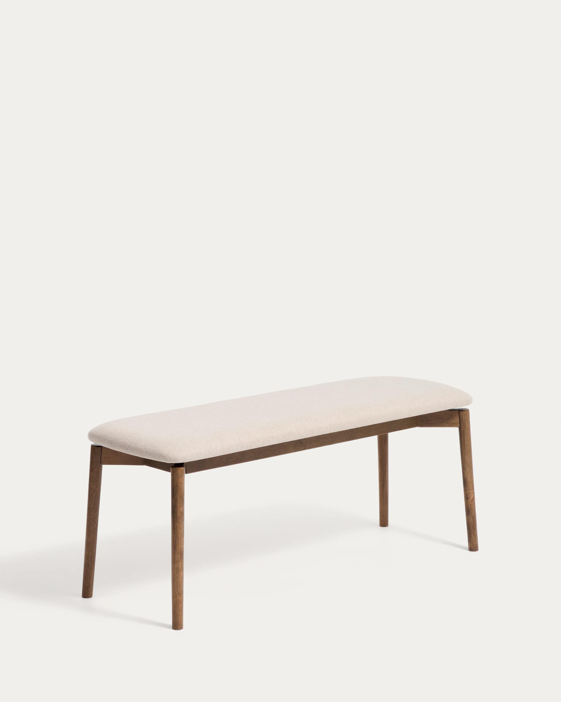 Evera bench in oak veneer with walnut finish and brown chenille 122cm