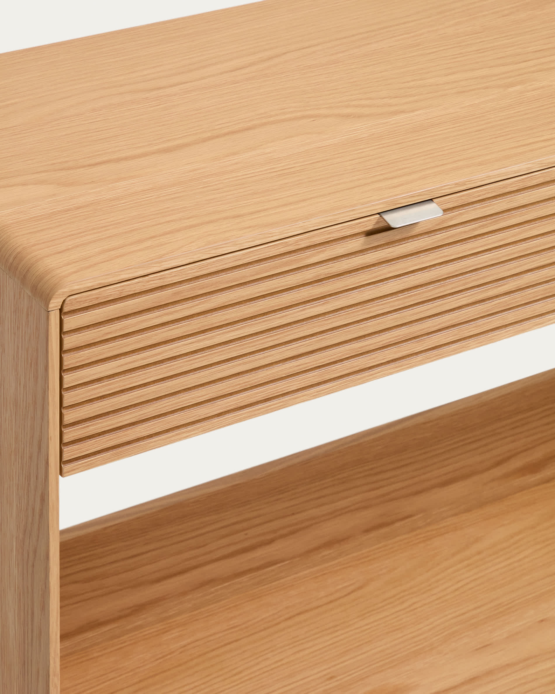 Norlen console with 2 drawers and shelf in oak veneer with natural finish FSC Mix Credit 120 x 81 cm