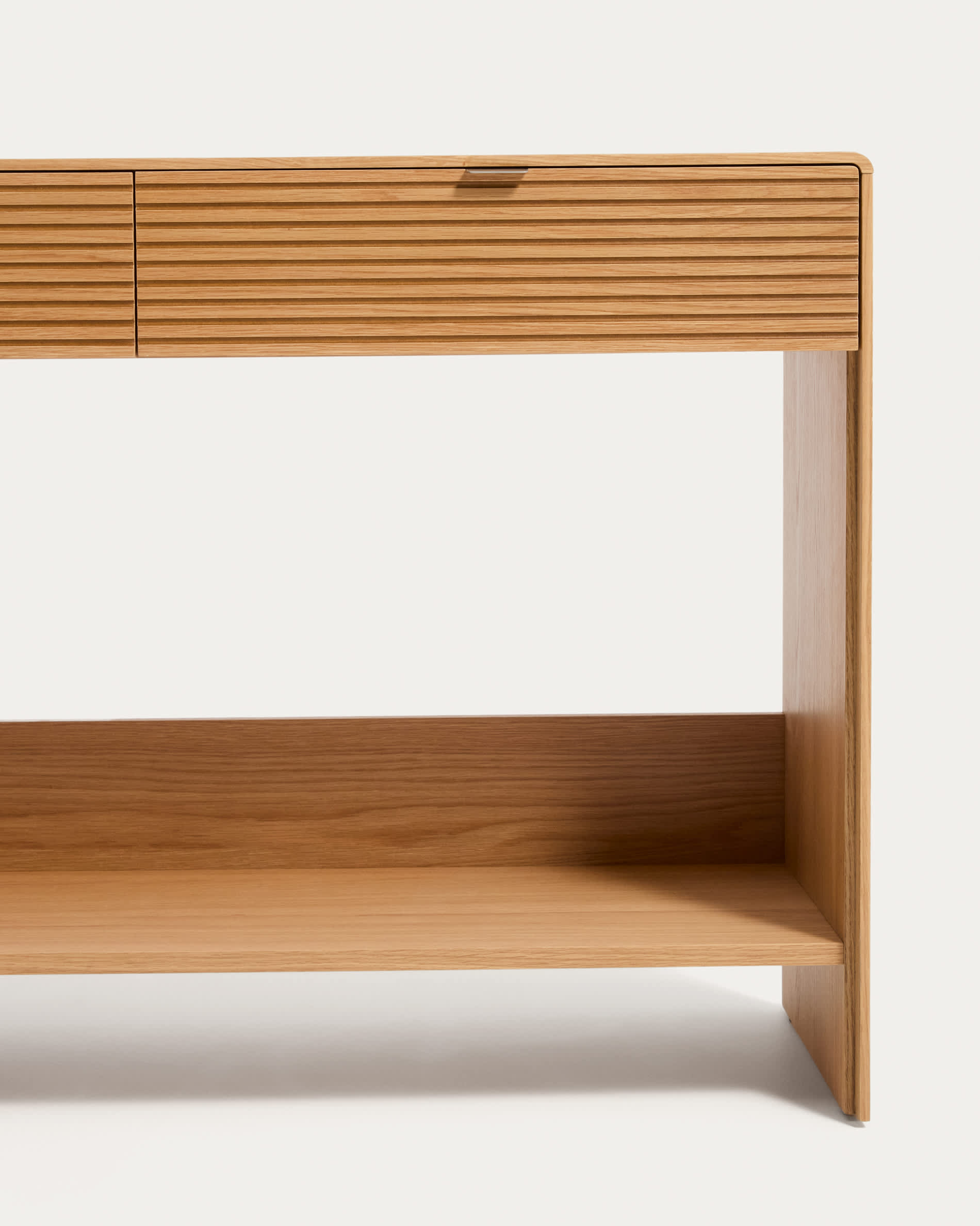 Norlen console with 2 drawers and shelf in oak veneer with natural finish FSC Mix Credit 120 x 81 cm