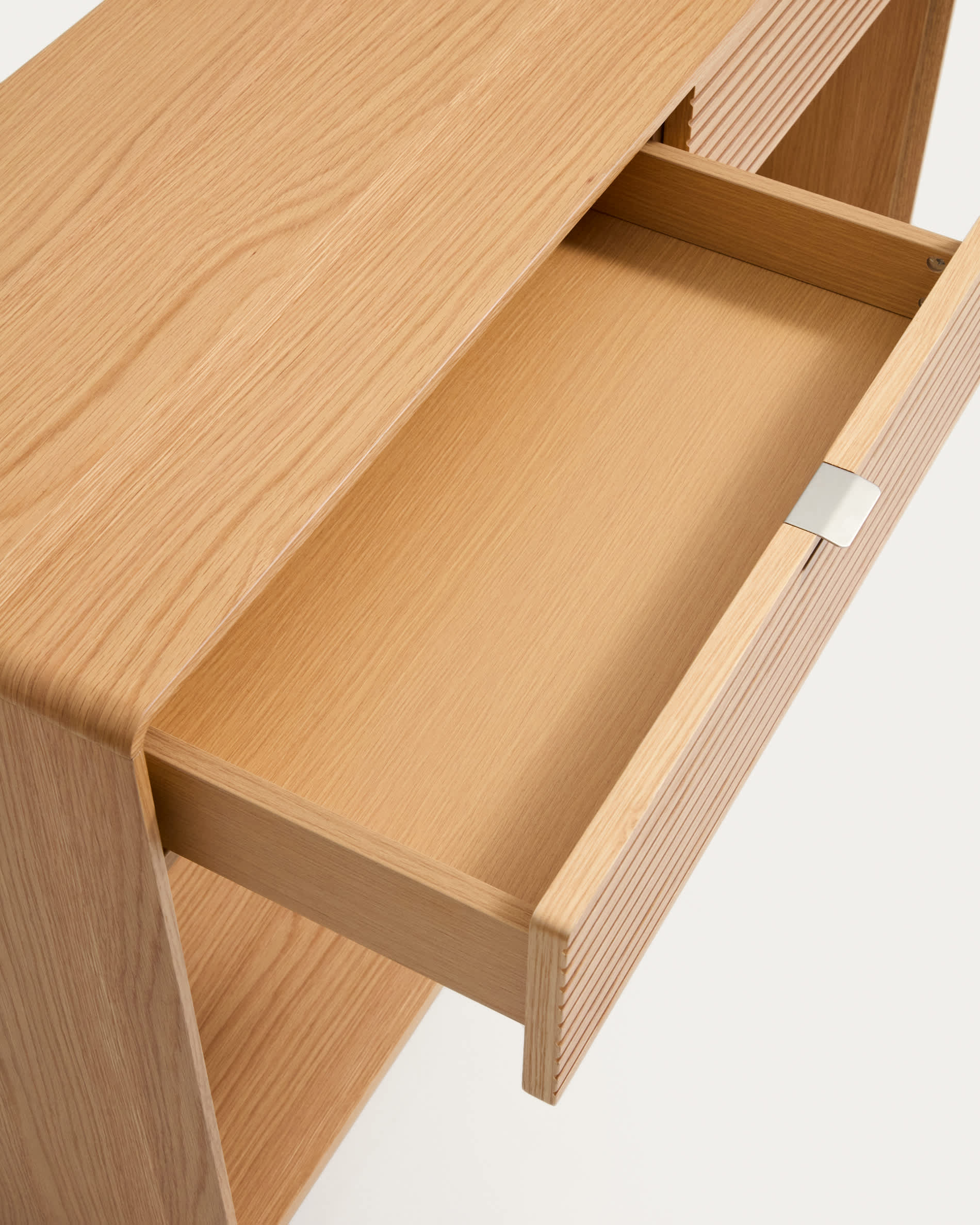 Norlen console with 2 drawers and shelf in oak veneer with natural finish FSC Mix Credit 120 x 81 cm